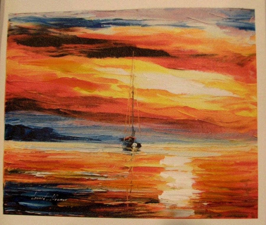 Afremov, Leonid, FAR IN THE OCEAN', Hand-Embellished Canvas Giclee COA