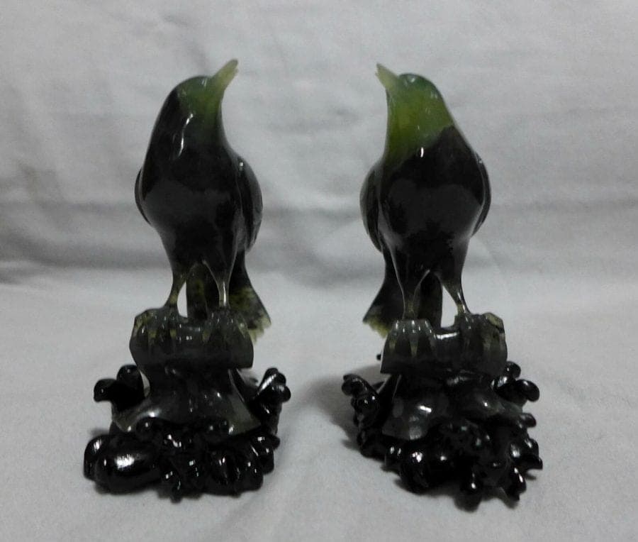 Antique Chinese Spinach Jade Birds photo 2