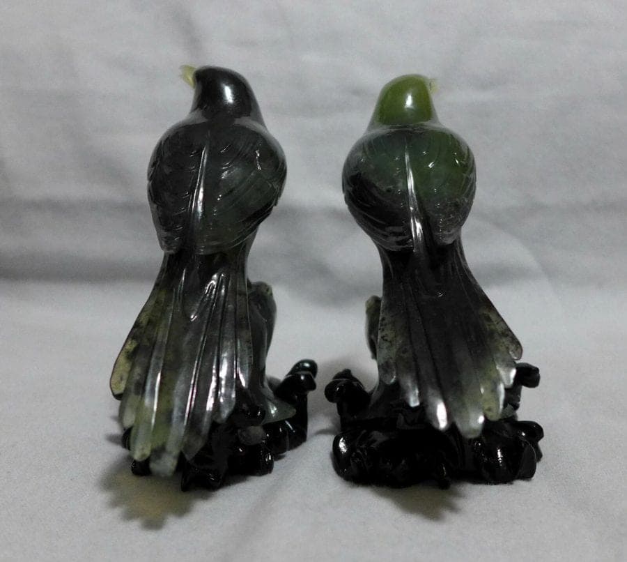 Antique Chinese Spinach Jade Birds photo 6