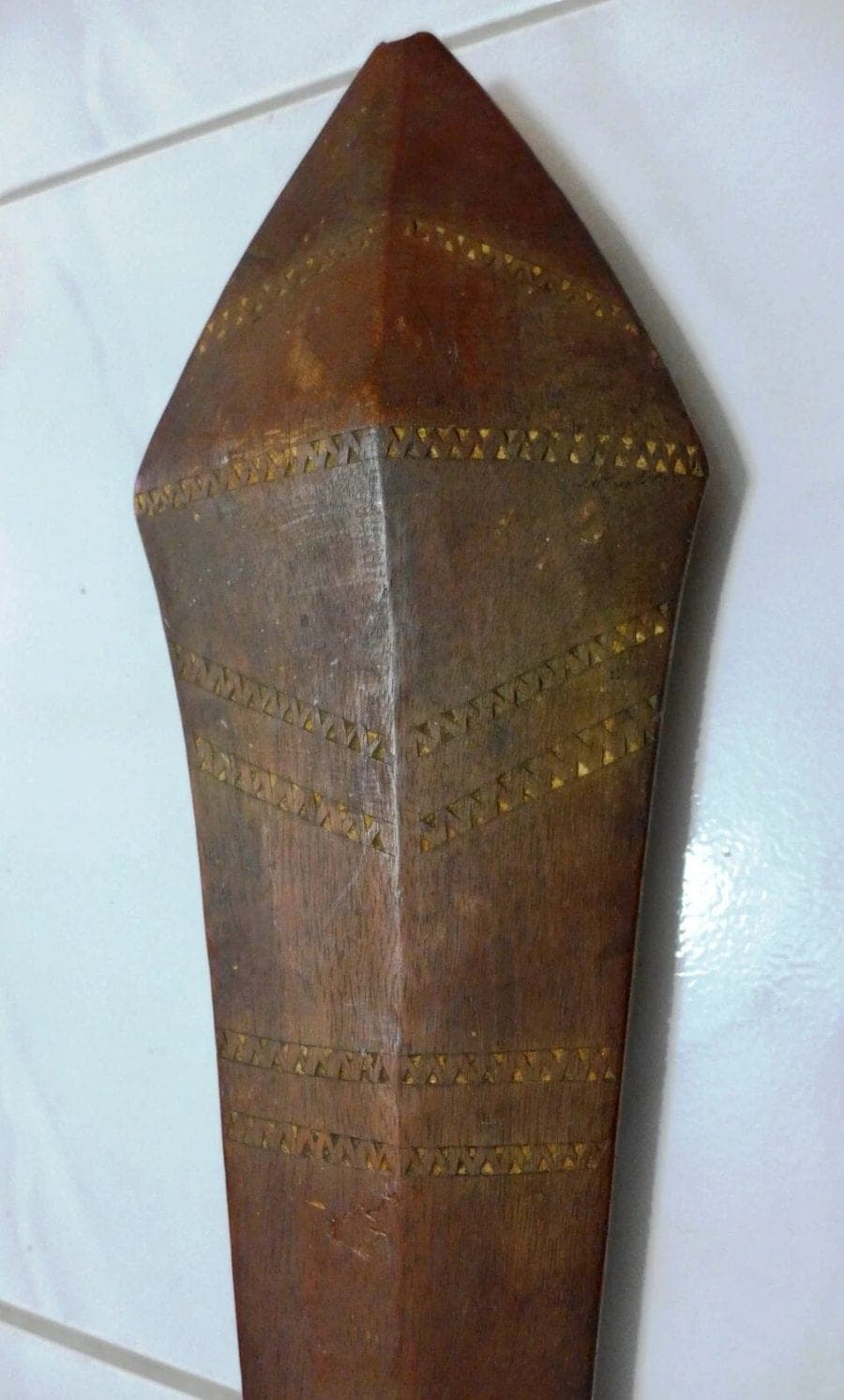 Antique Salomon Islands Tribal War Paddle Club - Massive photo 3