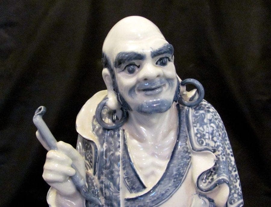 Chinese Blue and White Porcelain Figurine of a Louhan II- Large (19") photo 2