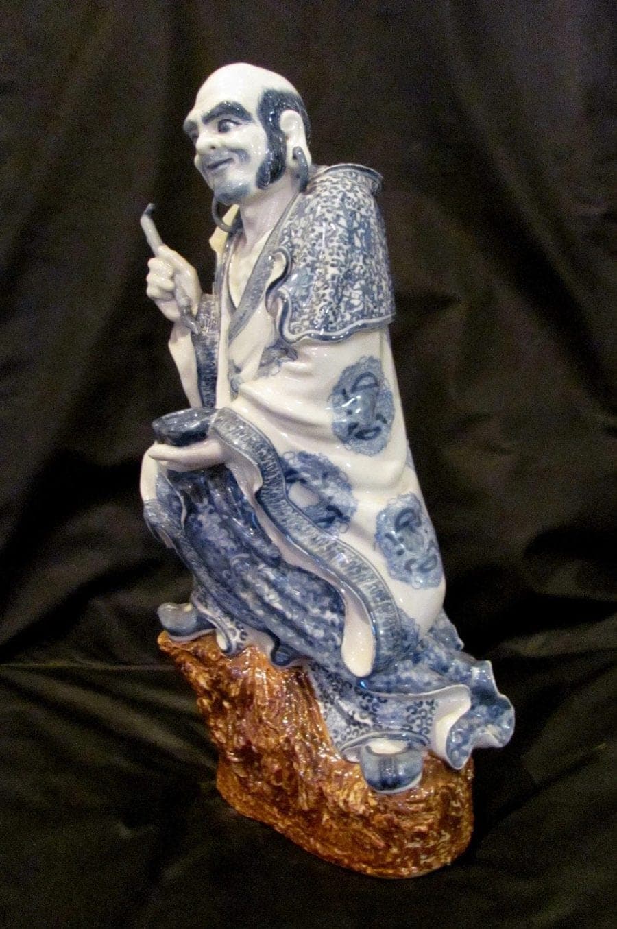 Chinese Blue and White Porcelain Figurine of a Louhan II- Large (19") photo 4