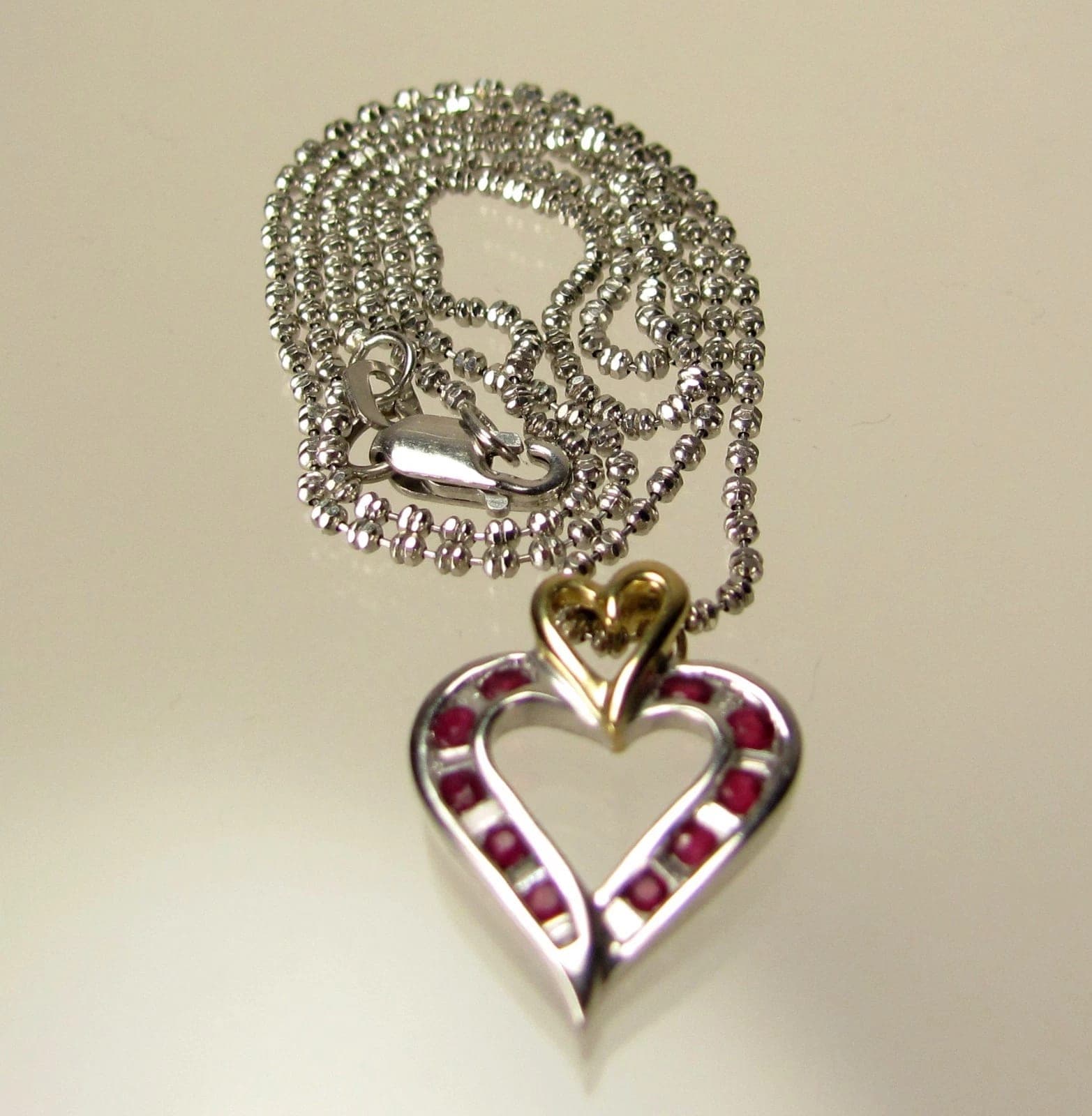 Diamond and Ruby Pendant, Earrings, Bracelet, Ring Set - 18K Gold photo 7