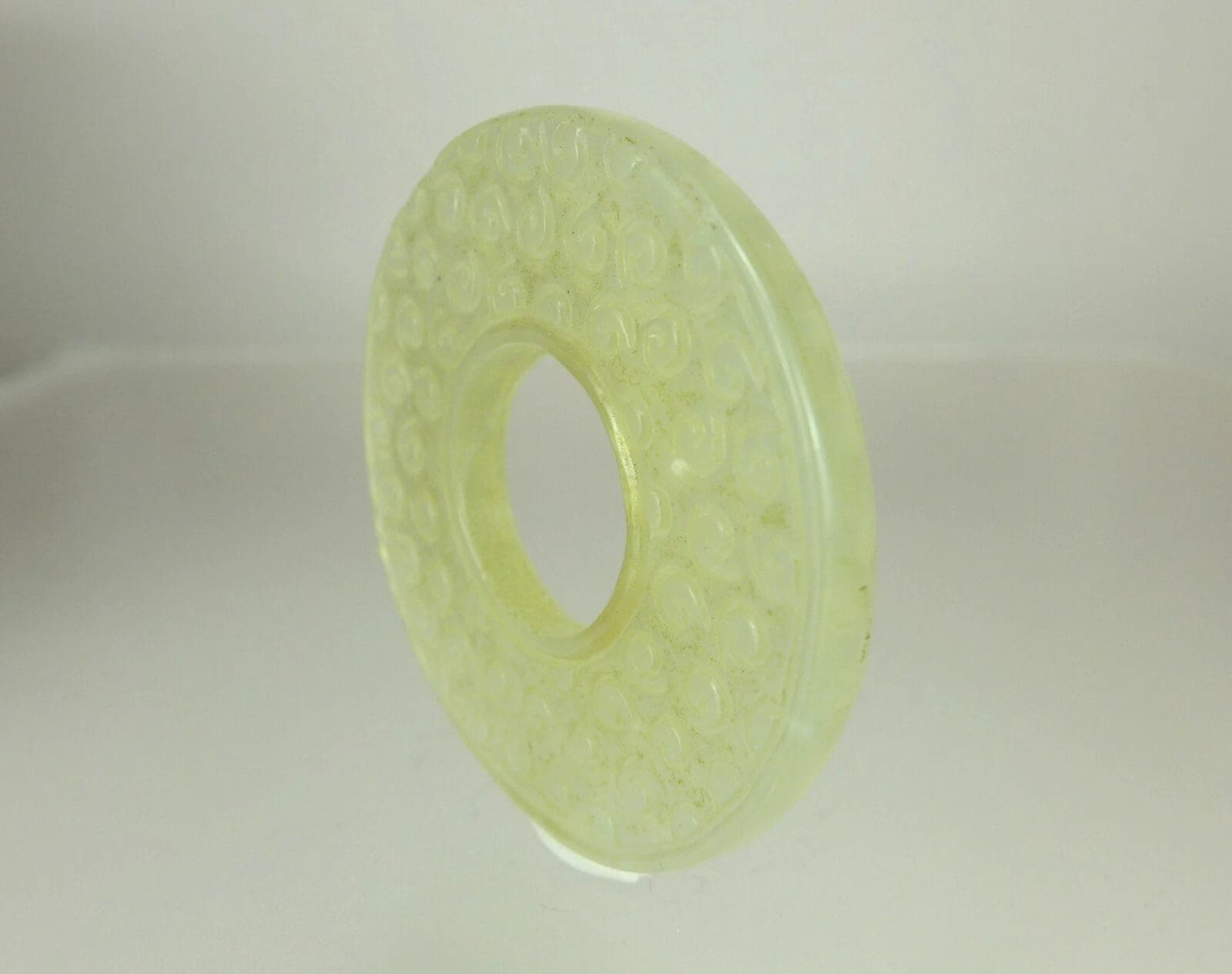 CHINESE Warring States Translucent Jade Bi Ritual Disk Pendant photo 3