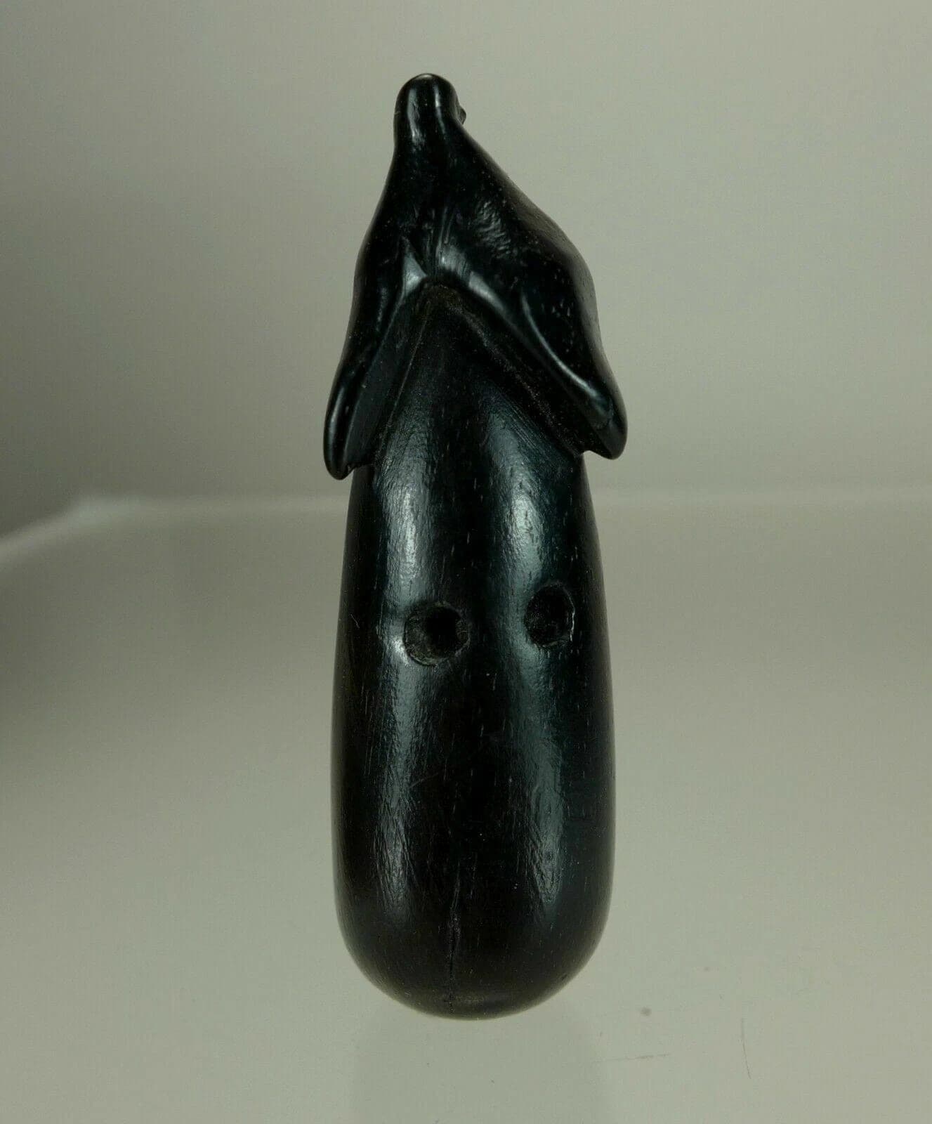 19th C. Japanese Iwami School Ebony Netsuke:  Nasube (Aubergine)