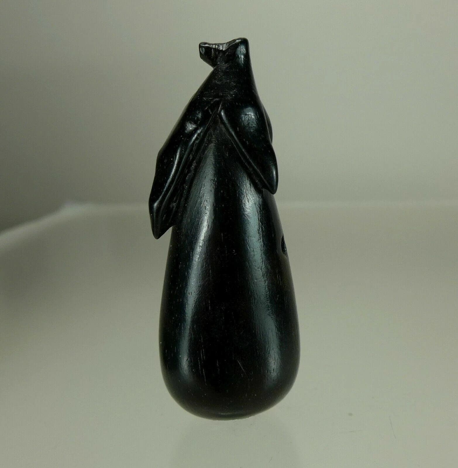 19th C. Japanese Iwami School Ebony Netsuke:  Nasube (Aubergine) photo 4