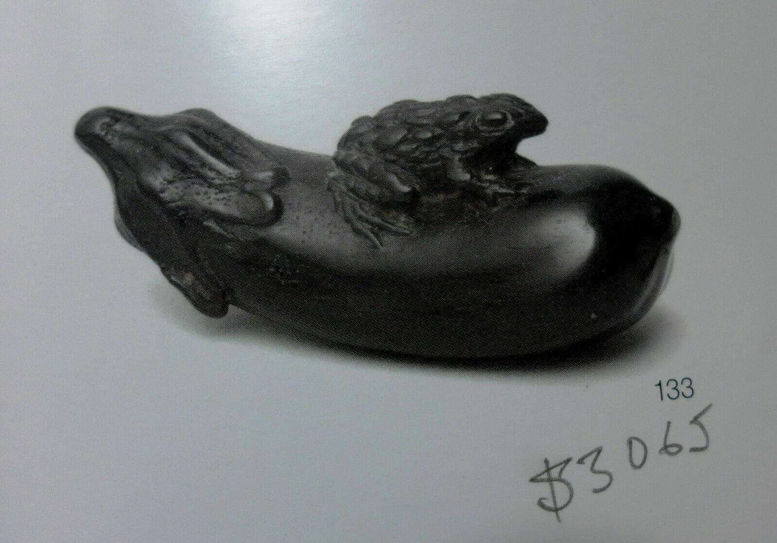 19th C. Japanese Iwami School Ebony Netsuke:  Nasube (Aubergine) photo 6