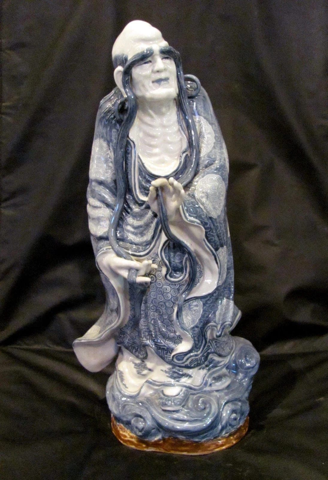 Chinese Blue and White Porcelain Figurine of a Louhan III- Large (20")