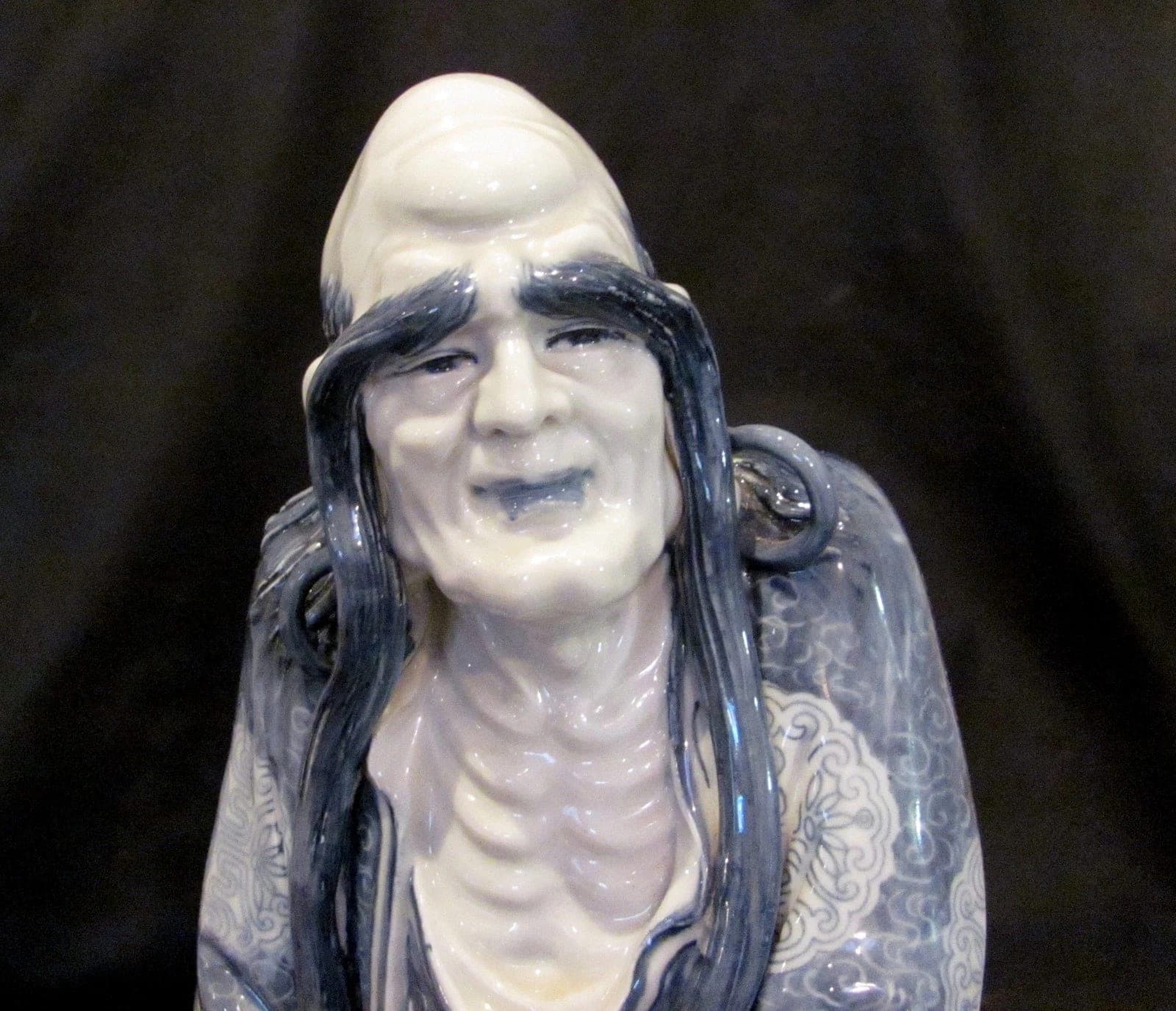 Chinese Blue and White Porcelain Figurine of a Louhan III- Large (20") photo 2