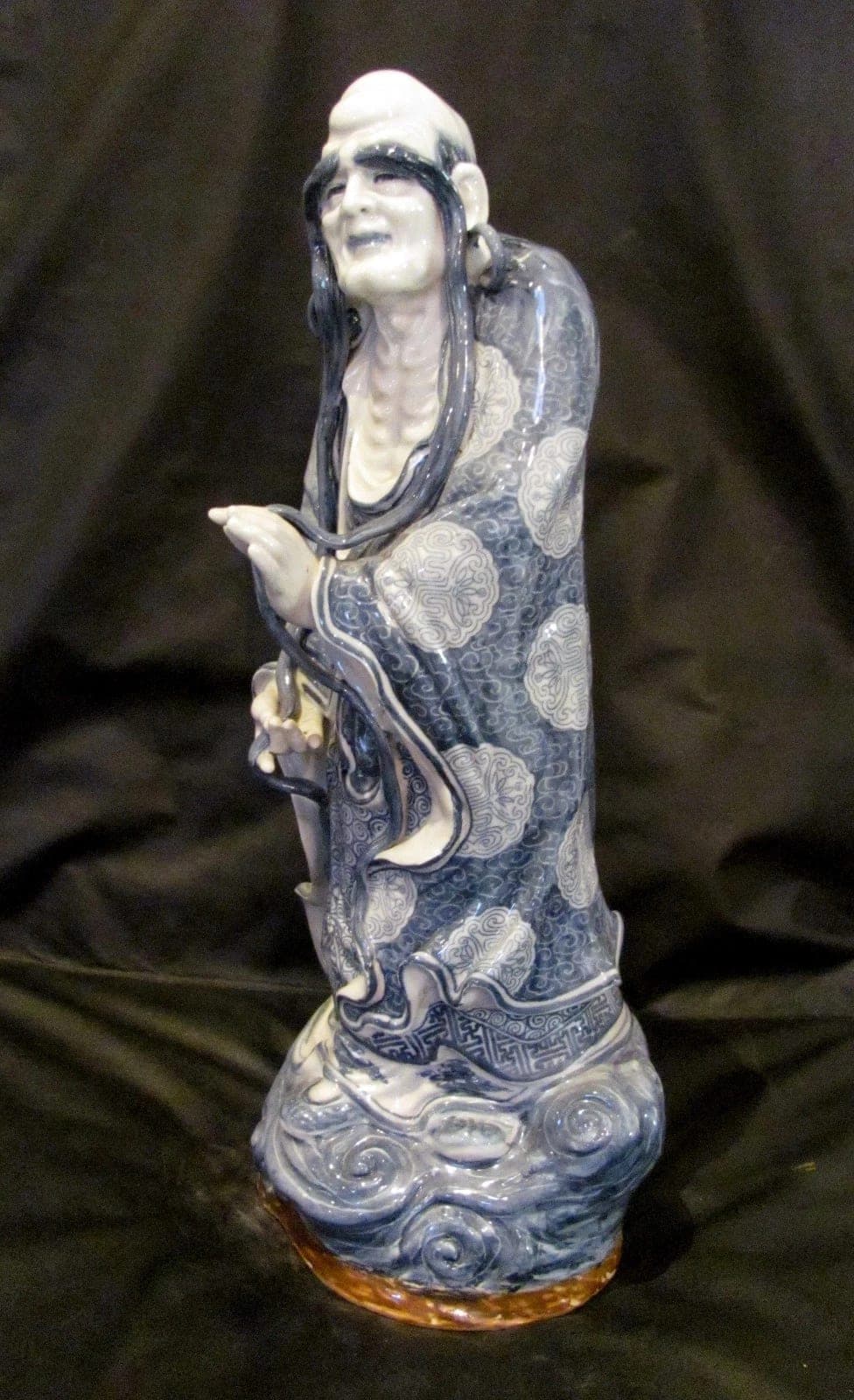 Chinese Blue and White Porcelain Figurine of a Louhan III- Large (20") photo 4
