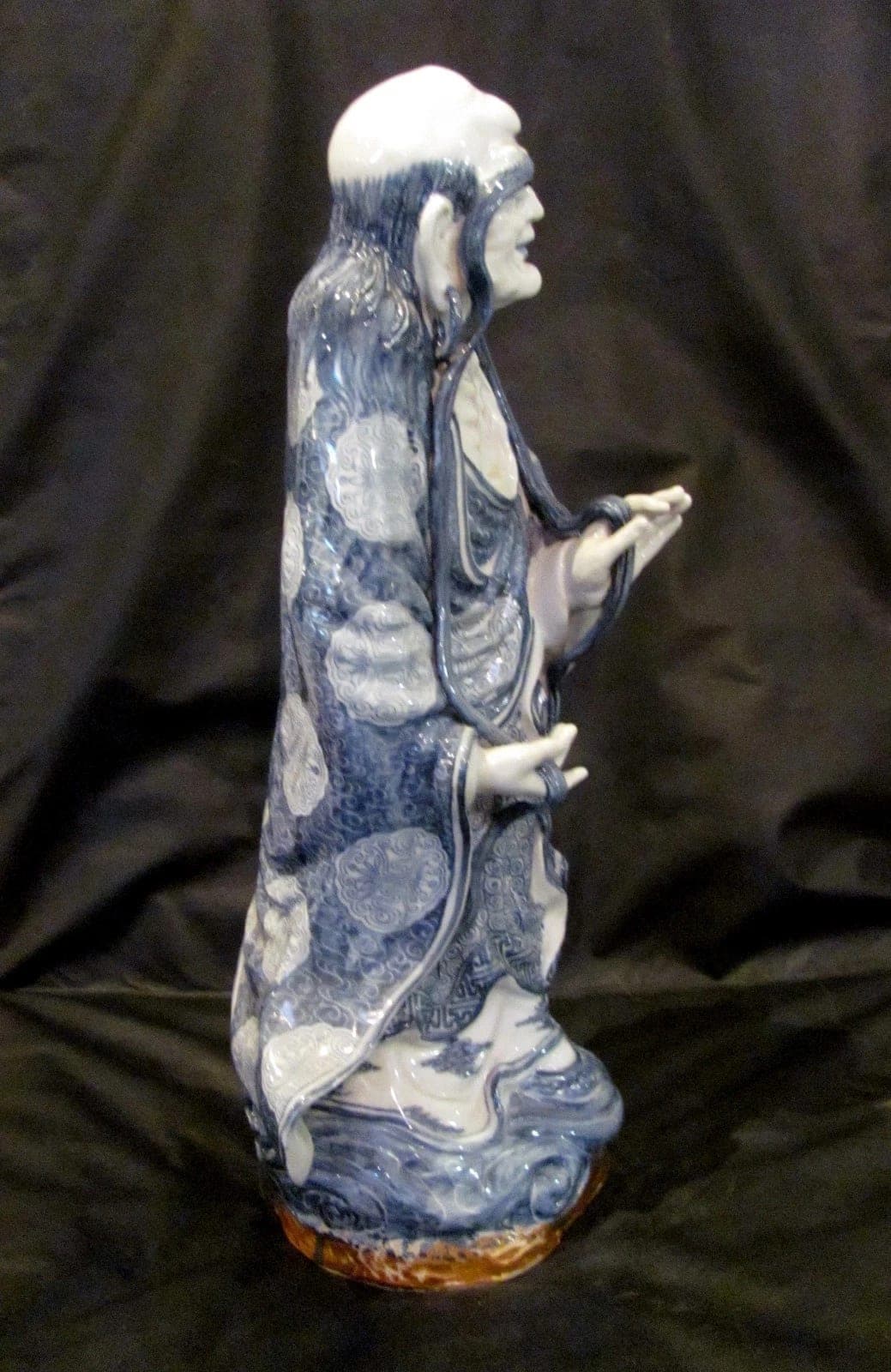 Chinese Blue and White Porcelain Figurine of a Louhan III- Large (20") photo 6