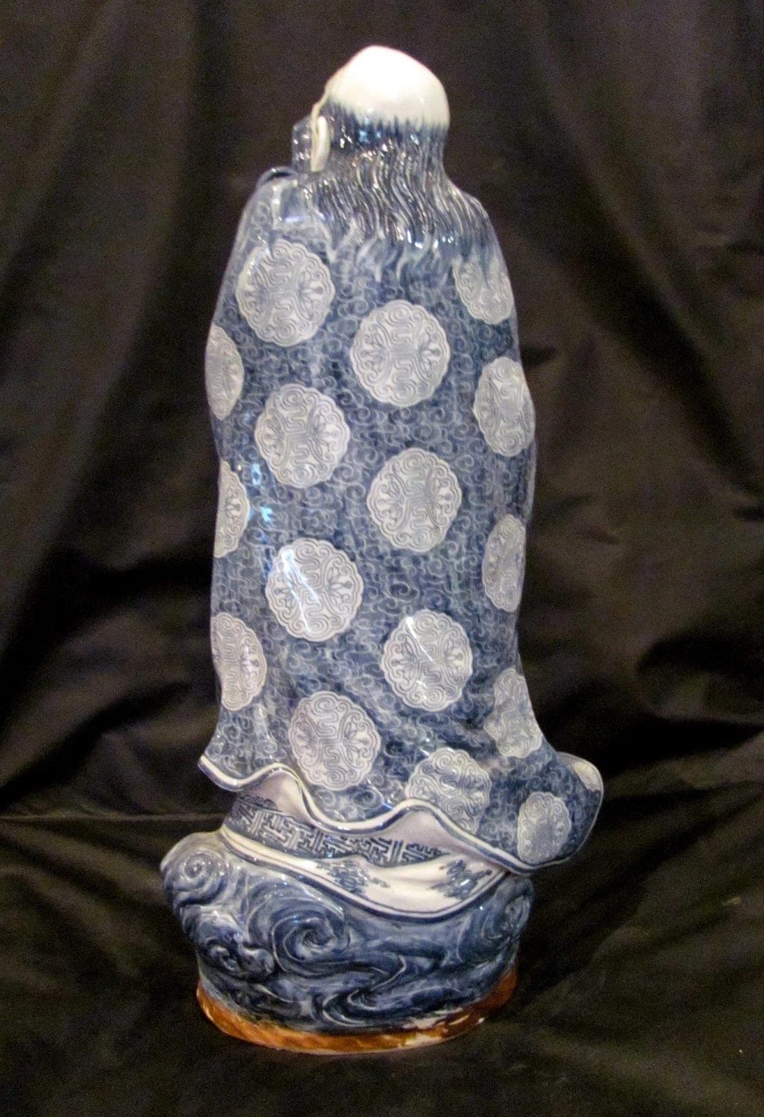 Chinese Blue and White Porcelain Figurine of a Louhan III- Large (20") photo 7