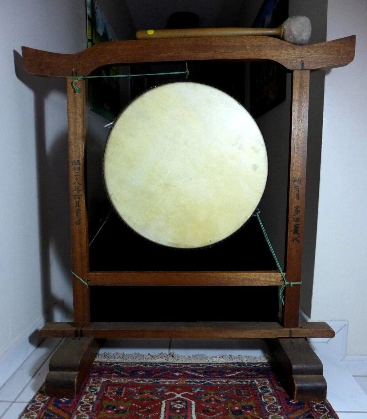 Authentic Japanese Buddhist Temple CEREMONIAL TAIKO DRUM with Stand