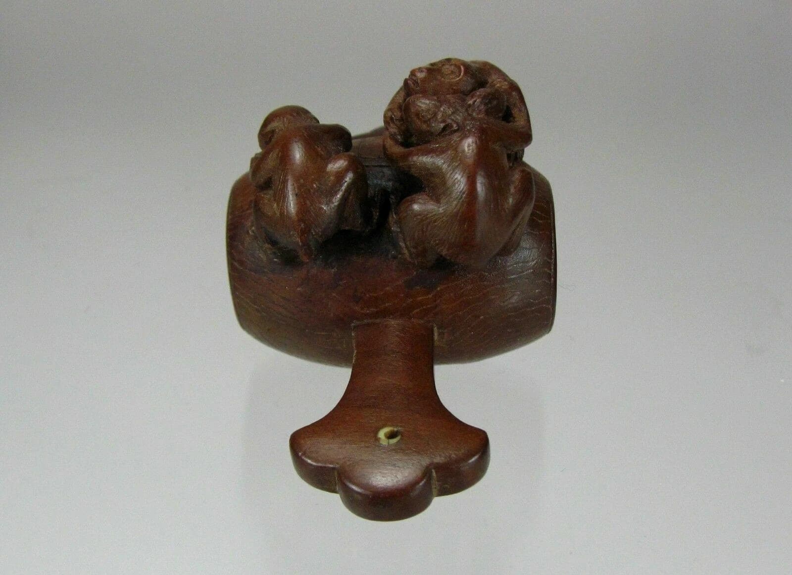 KÔRYÛ, 19th C. Japanese Boxwood Netsuke: Three Monkeys on Daikoku's Hammer photo 7