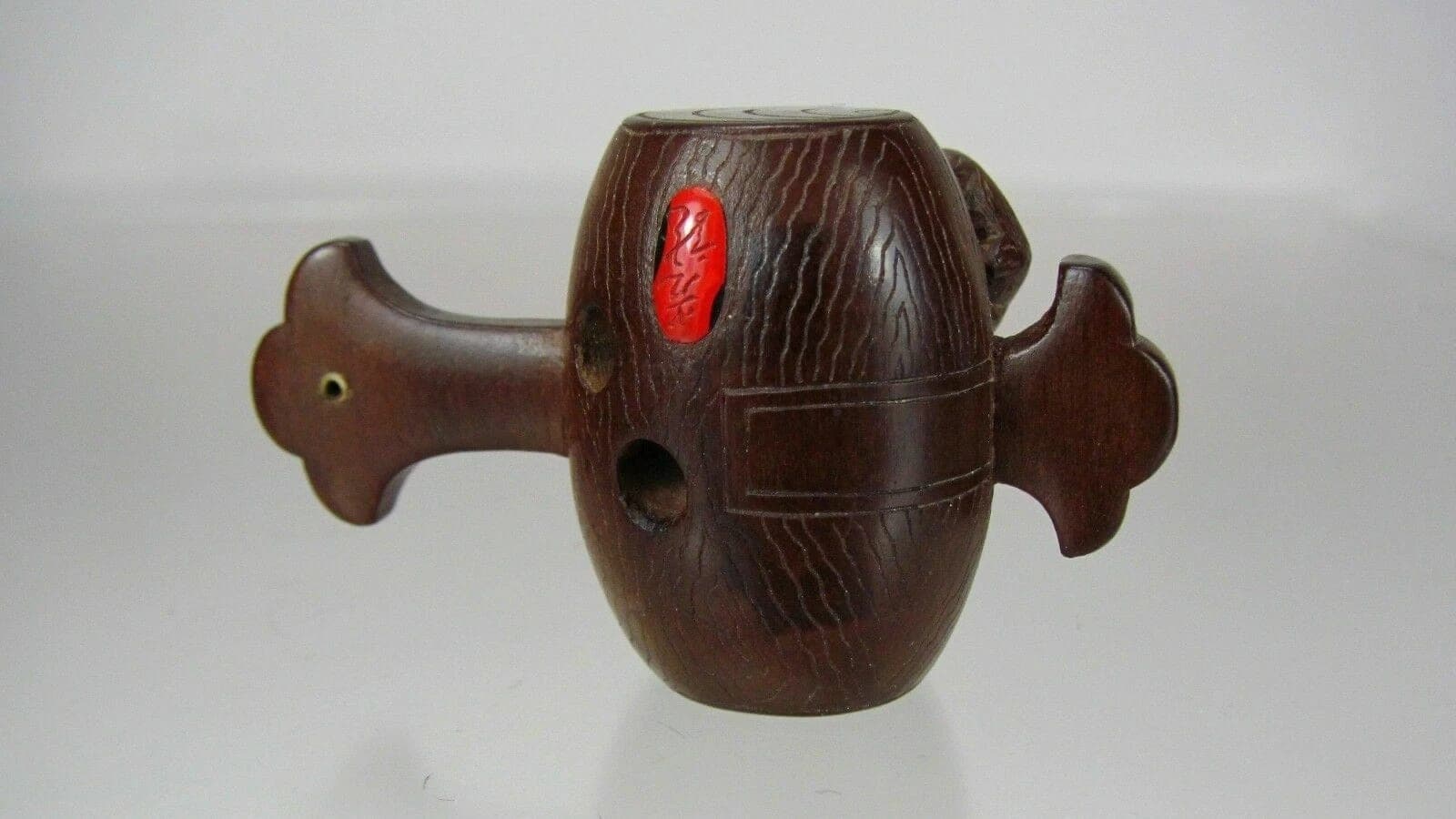 KÔRYÛ, 19th C. Japanese Boxwood Netsuke: Three Monkeys on Daikoku's Hammer photo 8