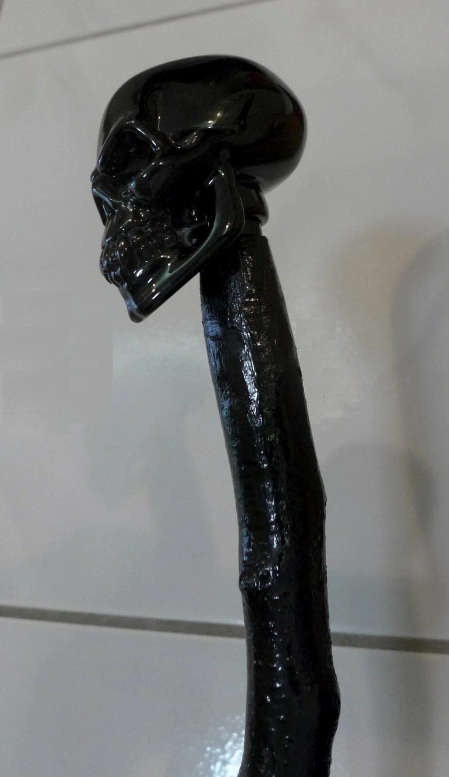 Black Skull Acrylic Resin Cast Handle Cane w/ Irish Blackthorn Shaft, 37 inches photo 5