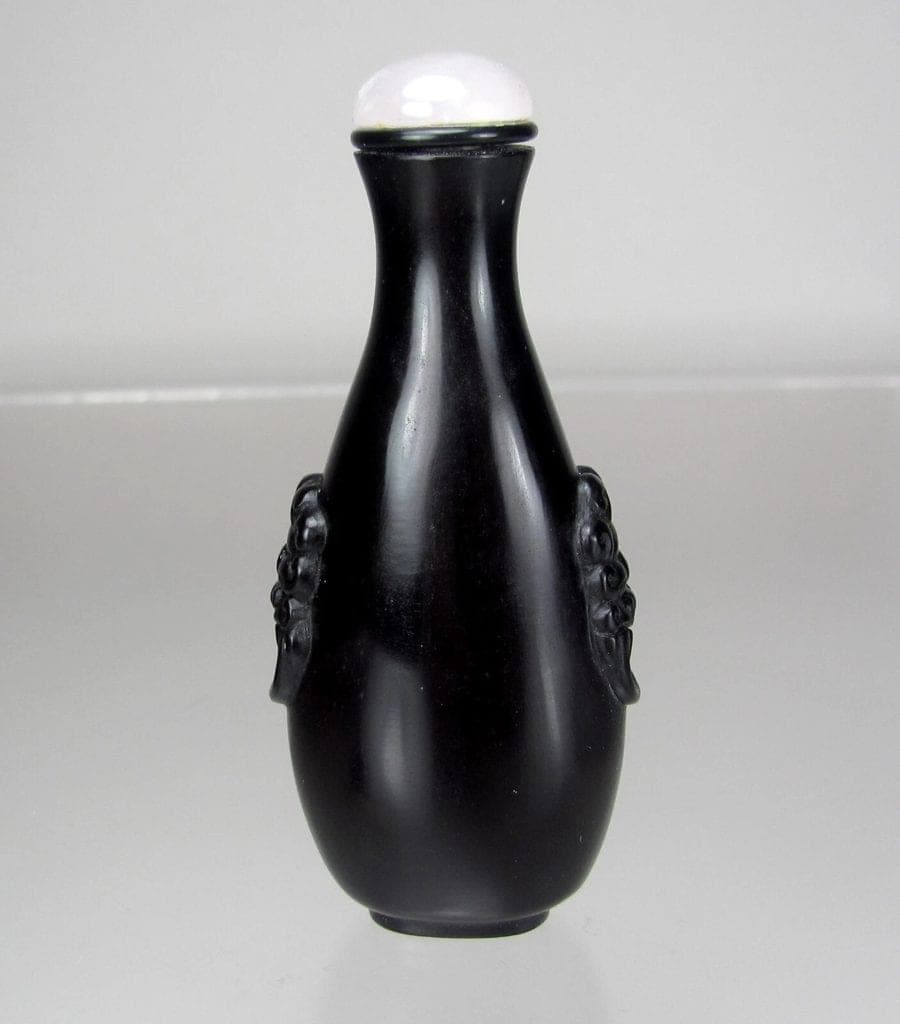 Late 19th C. Carved (Tear Shape) Peking Glass Snuff Bottle