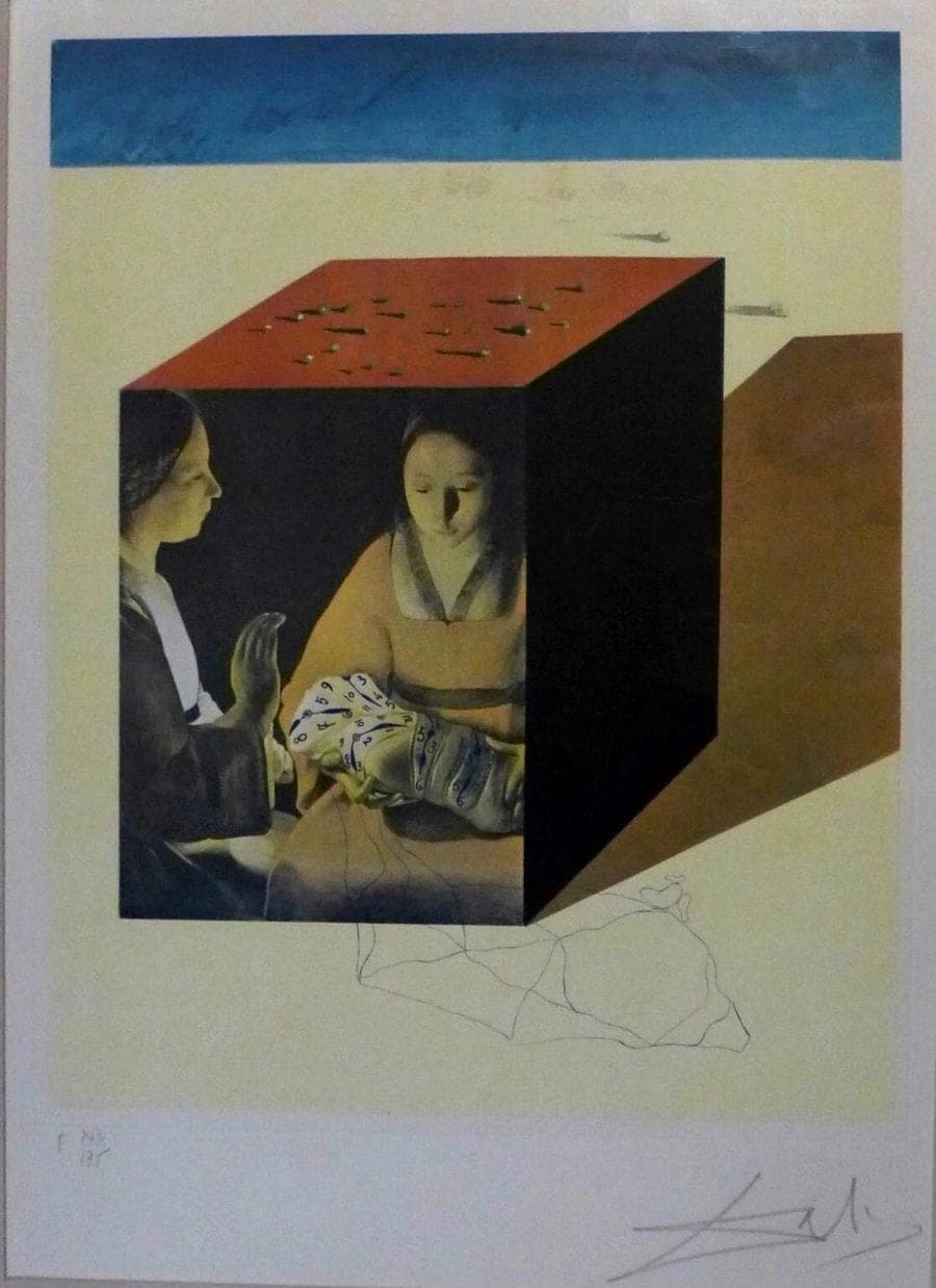 SALVADOR DALI "Caring for a Surrealist Watch", Original Hand-Signed Intaglio