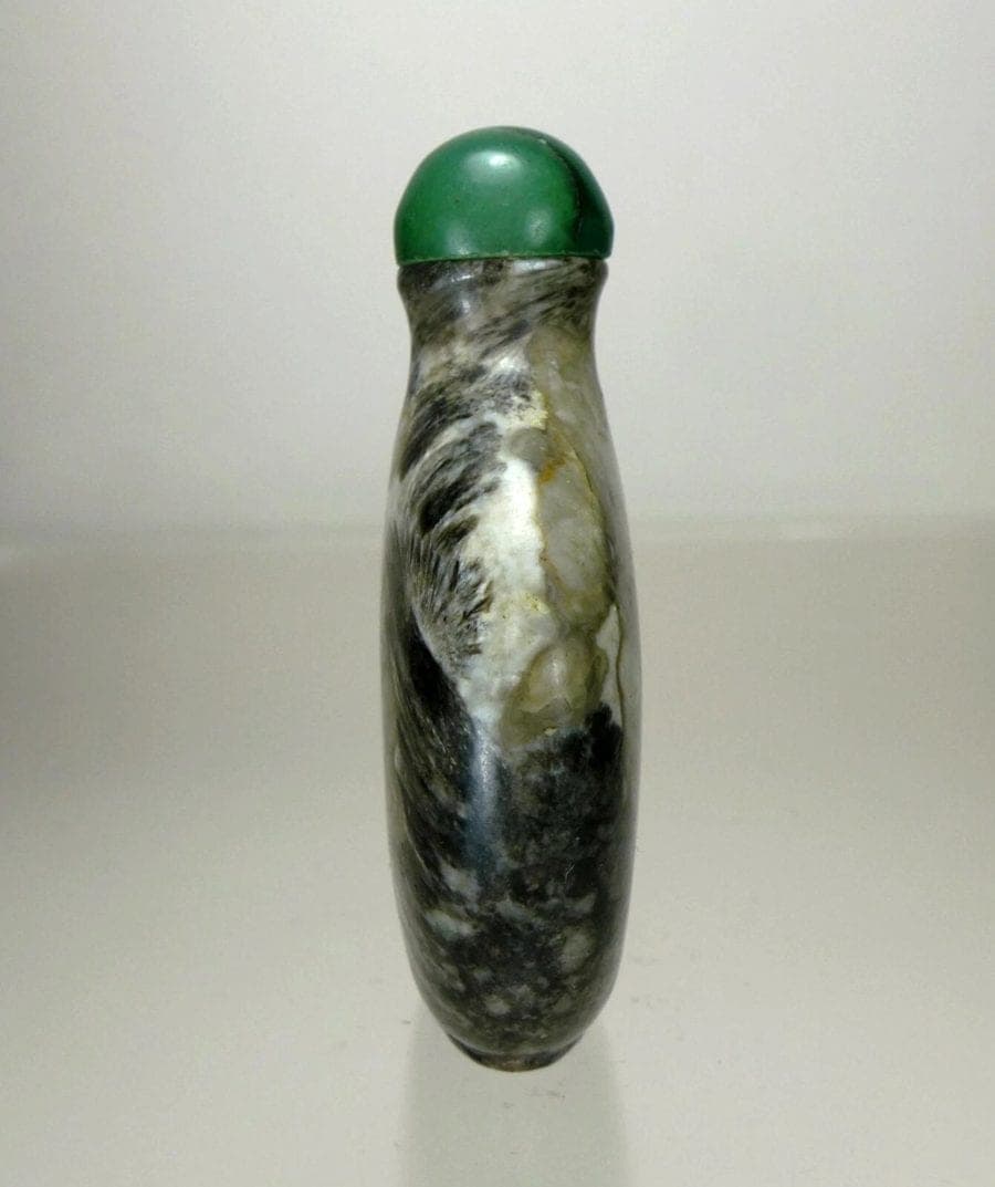 Very Unusual, Gray and Black Fossiliferous Limestone Snuff Bottle, 18/19 C. photo 5