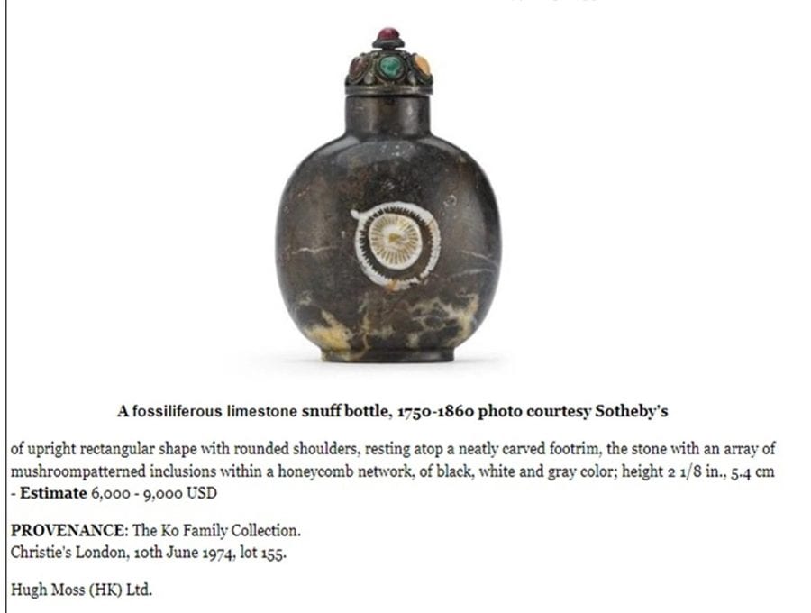 Very Unusual, Gray and Black Fossiliferous Limestone Snuff Bottle, 18/19 C. photo 8