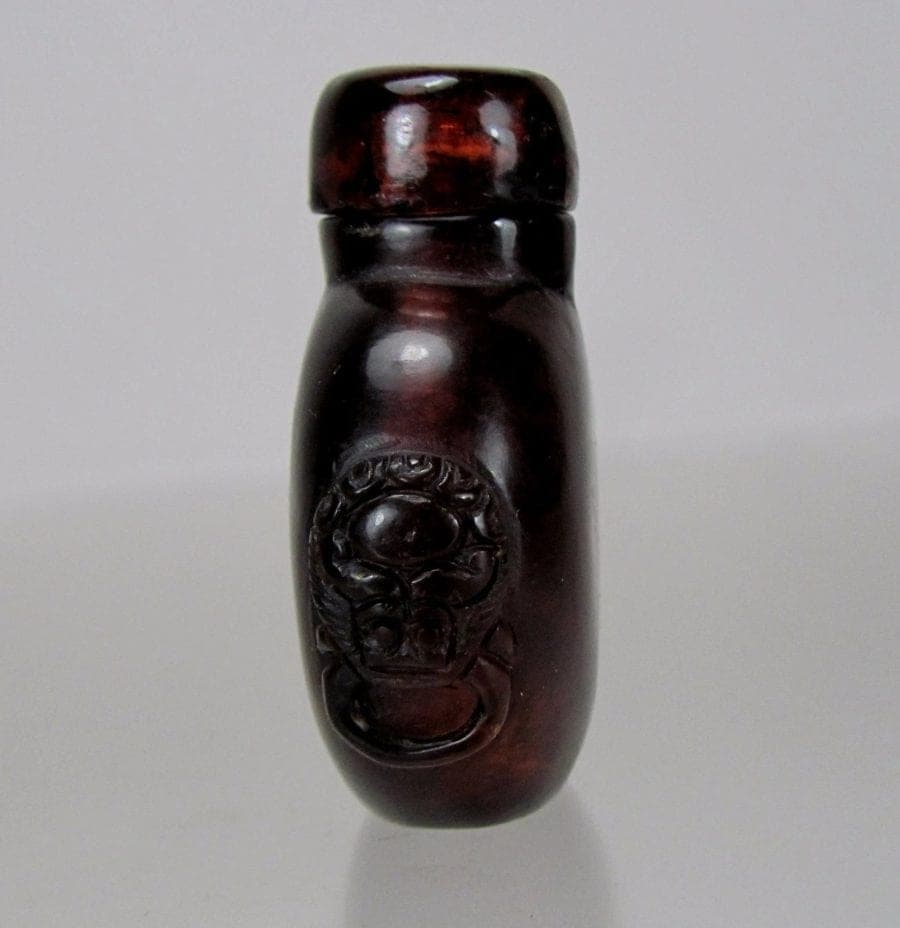 18th C. MINIATURE NATURAL CHERRY AMBER  SNUFF BOTTLE photo 3