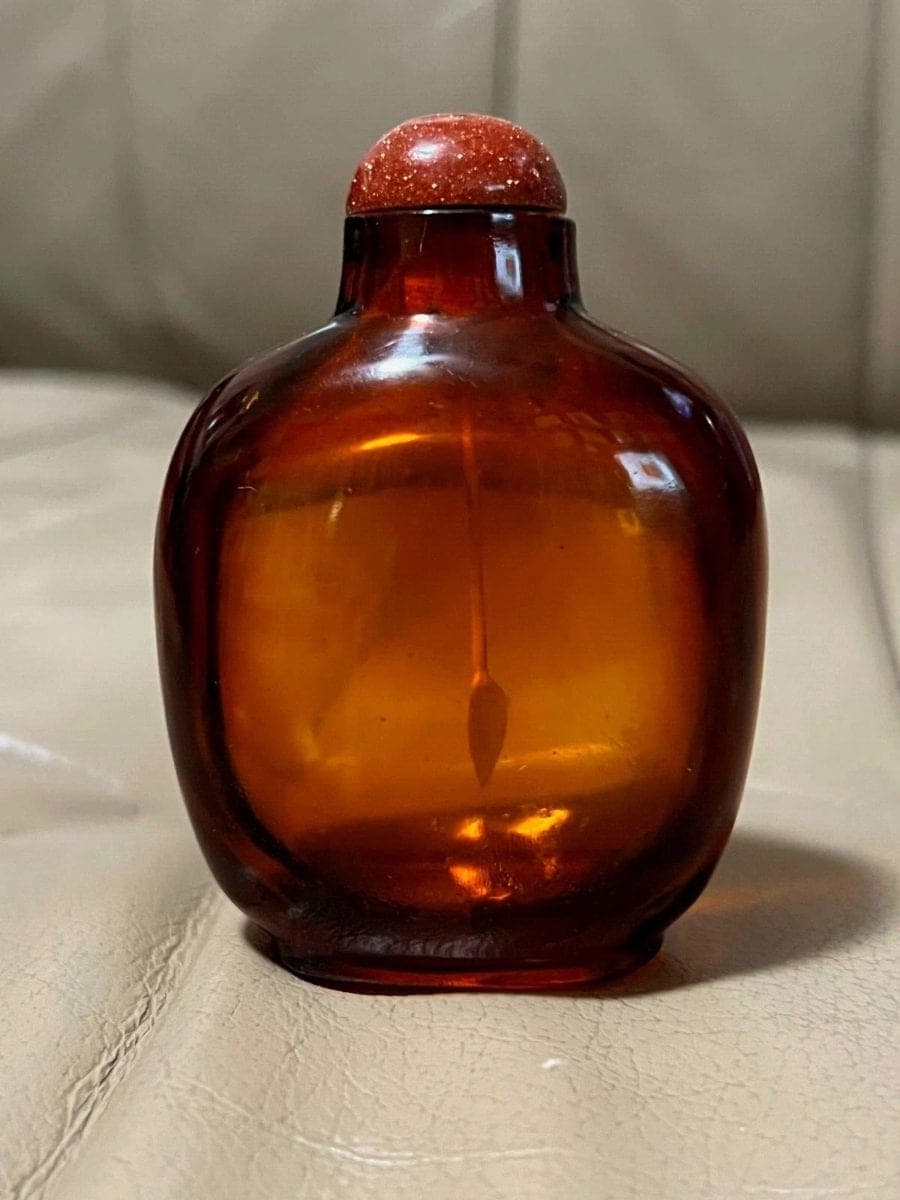 18th Century Amber Glass Snuff Bottle - B17