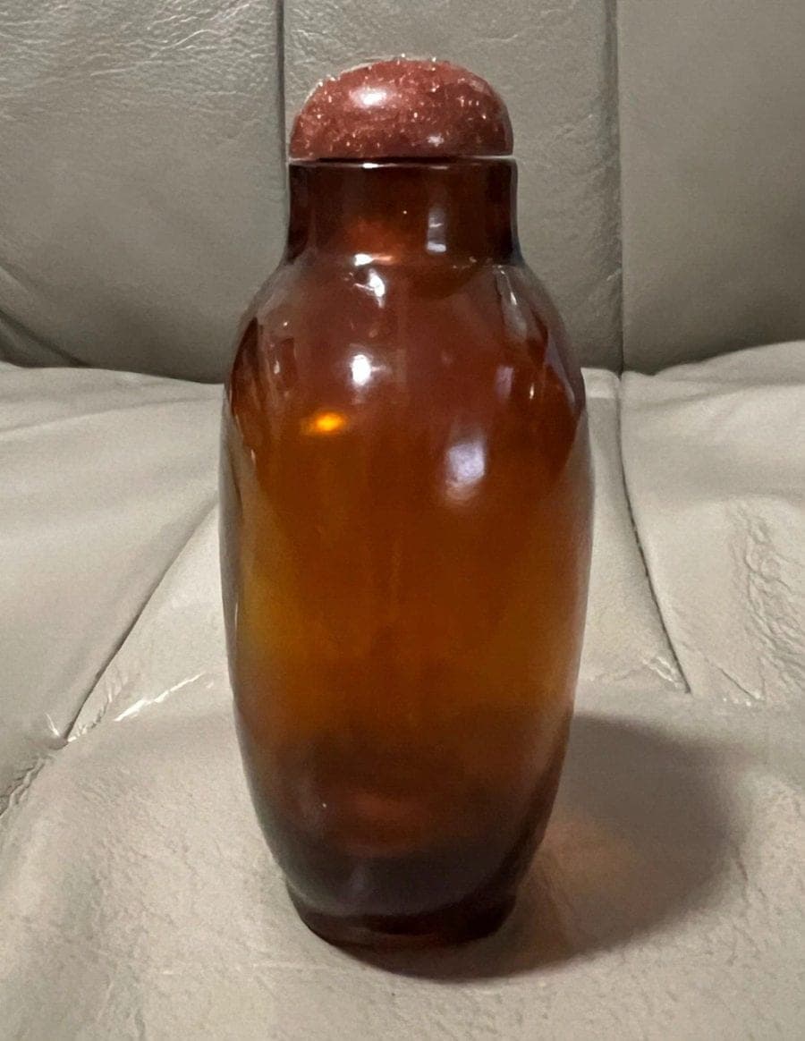 18th Century Amber Glass Snuff Bottle - B17 photo 4