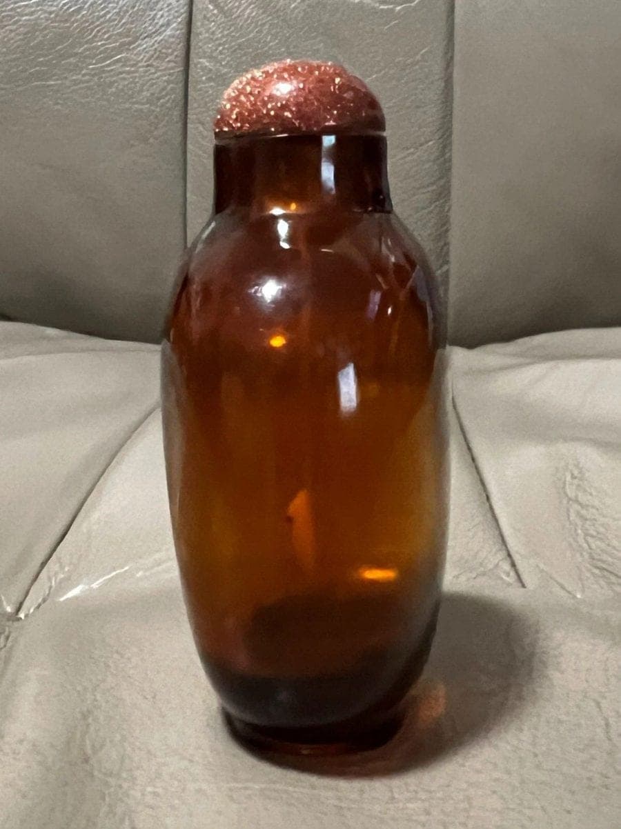 18th Century Amber Glass Snuff Bottle - B17 photo 5