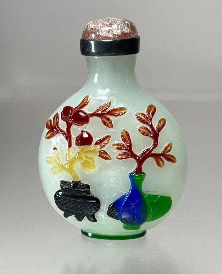 18th/19th C.  Five-Colored Layered Glass Snuff Bottle, Qing Dynasty