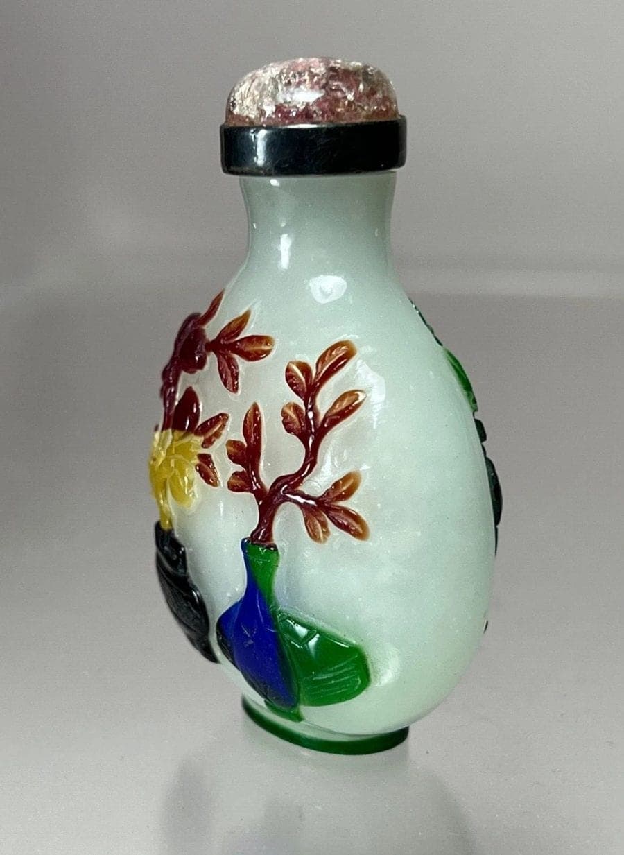 18th/19th C.  Five-Colored Layered Glass Snuff Bottle, Qing Dynasty photo 3