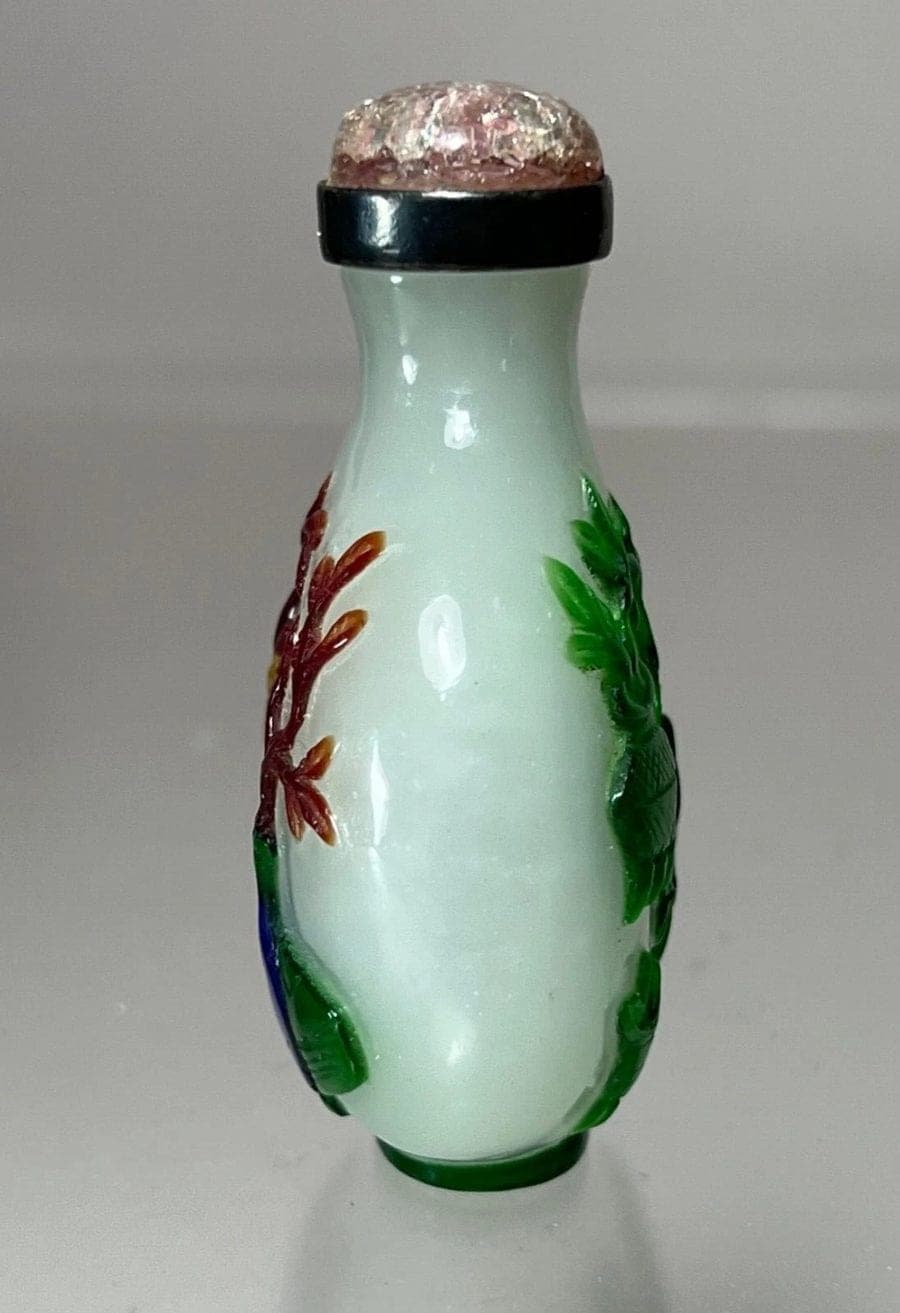 18th/19th C.  Five-Colored Layered Glass Snuff Bottle, Qing Dynasty photo 4