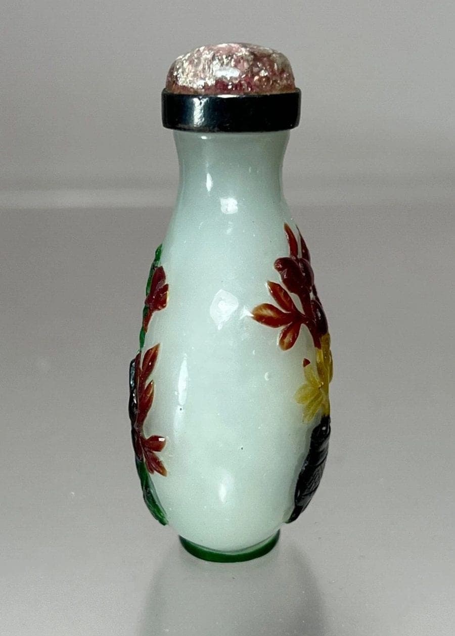 18th/19th C.  Five-Colored Layered Glass Snuff Bottle, Qing Dynasty photo 5