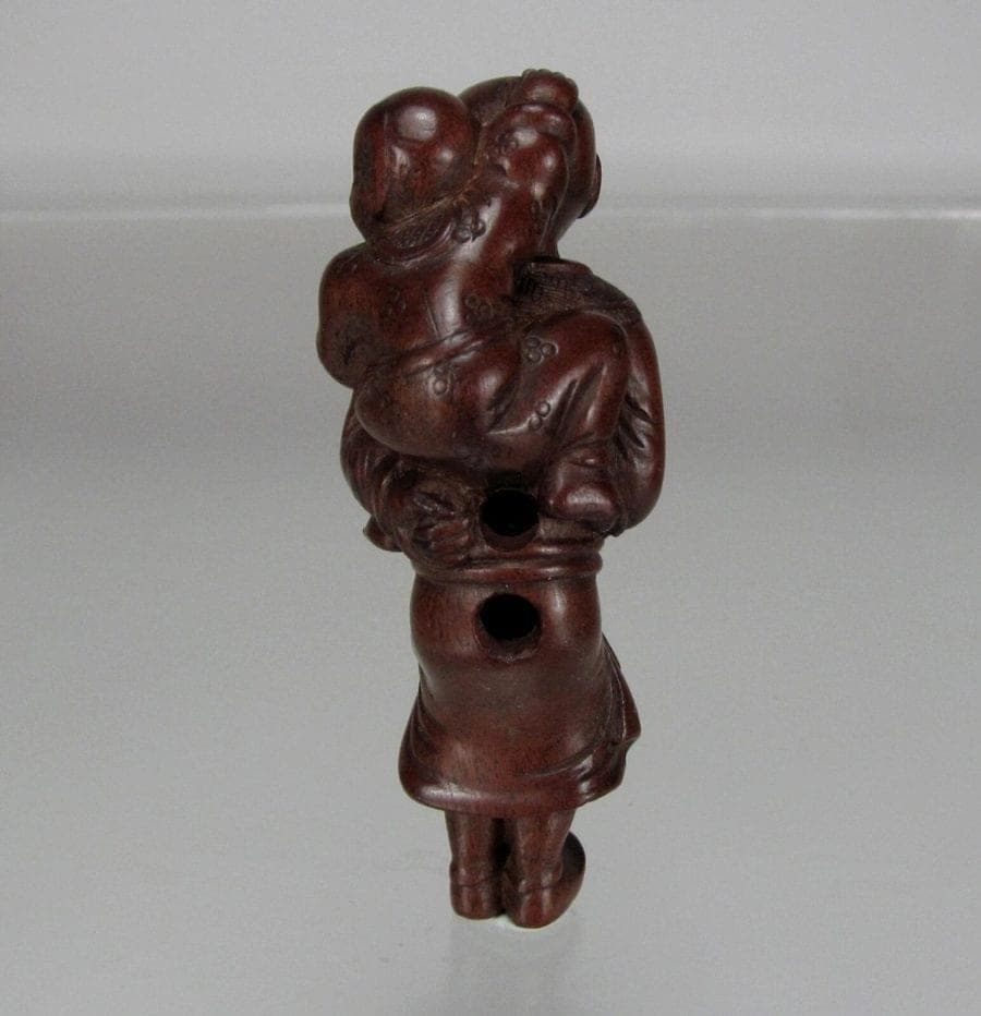 19th C. Japanese Boxwood Netsuke:  Dutchman and Child (Parody) photo 5