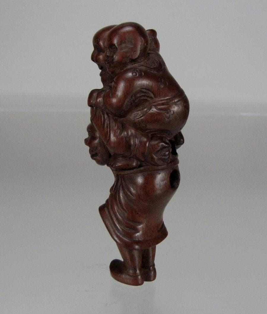 19th C. Japanese Boxwood Netsuke:  Dutchman and Child (Parody) photo 6