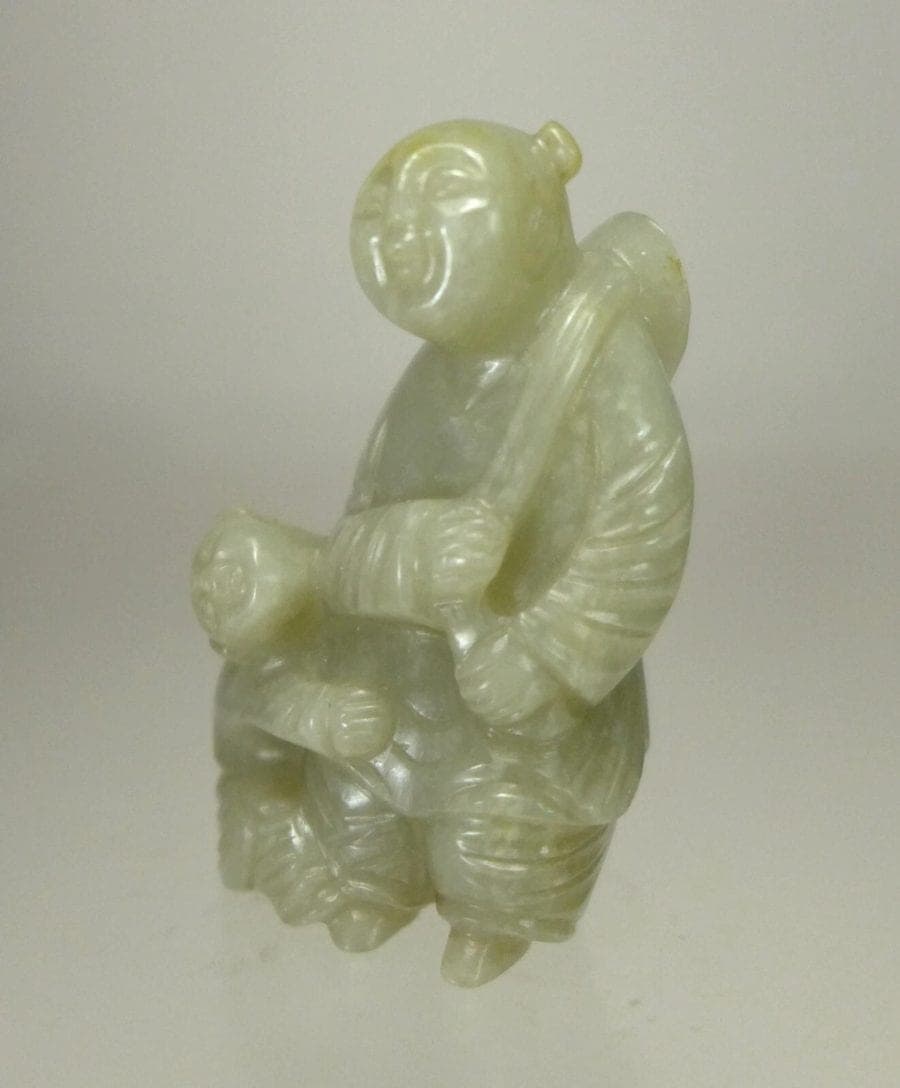 Antique Celadon Jade Carving of a Two Boys photo 2