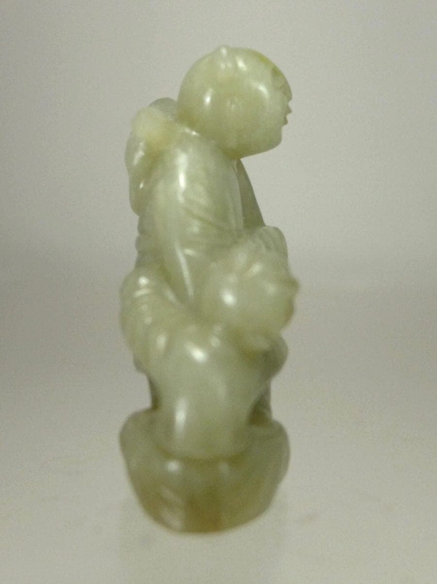 Antique Celadon Jade Carving of a Two Boys photo 5