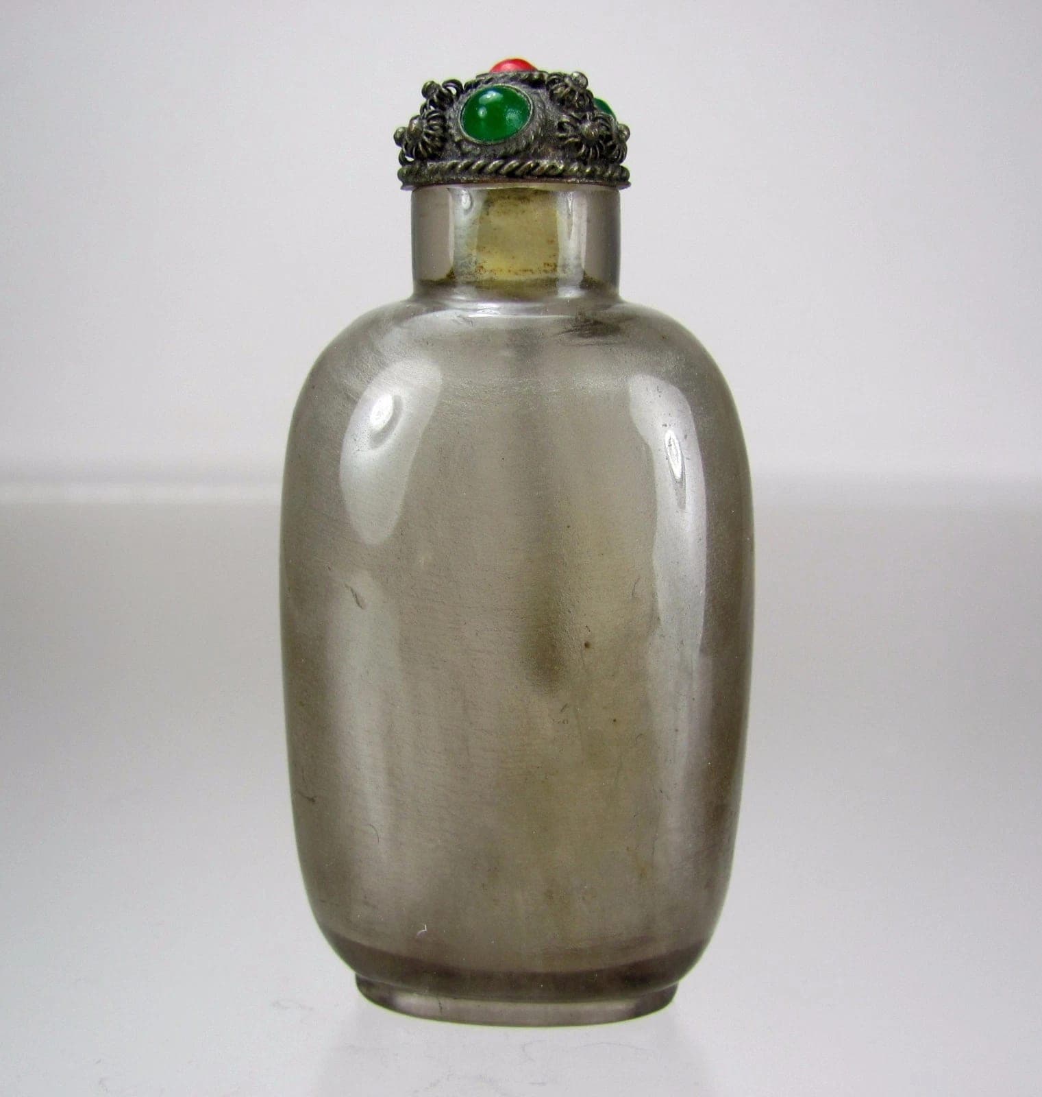Antique Carved Rock Hair Crystal Snuff Bottle - Flying Bats photo 2