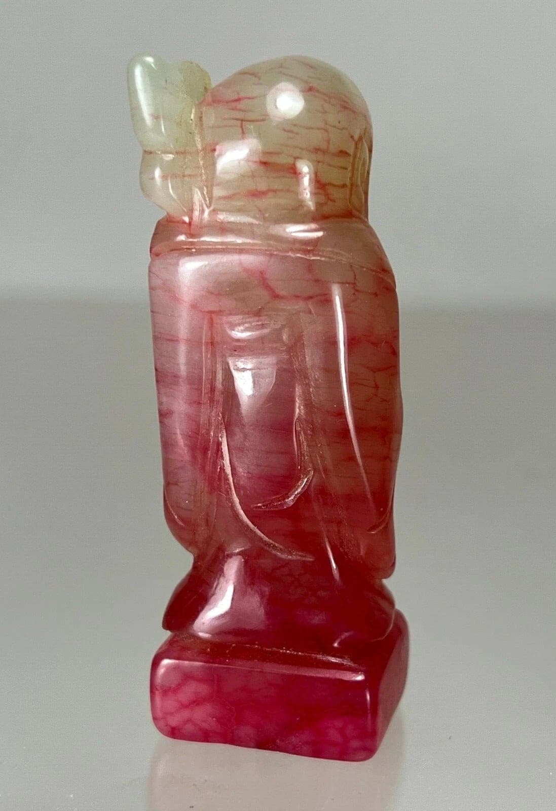 Chinese Carved Pink Jade Seal Stand - Shou Lao photo 6