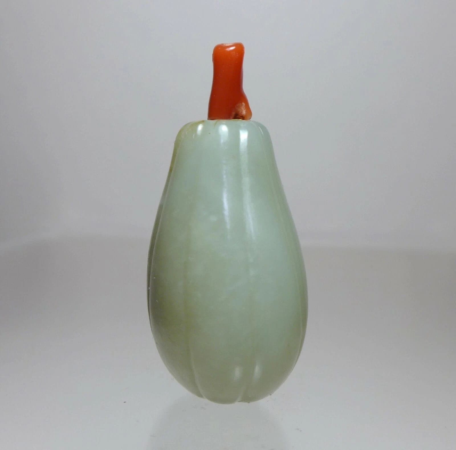 19th Century Carved Celadon Jade SNUFF BOTTLE, Lobed Gourd photo 5