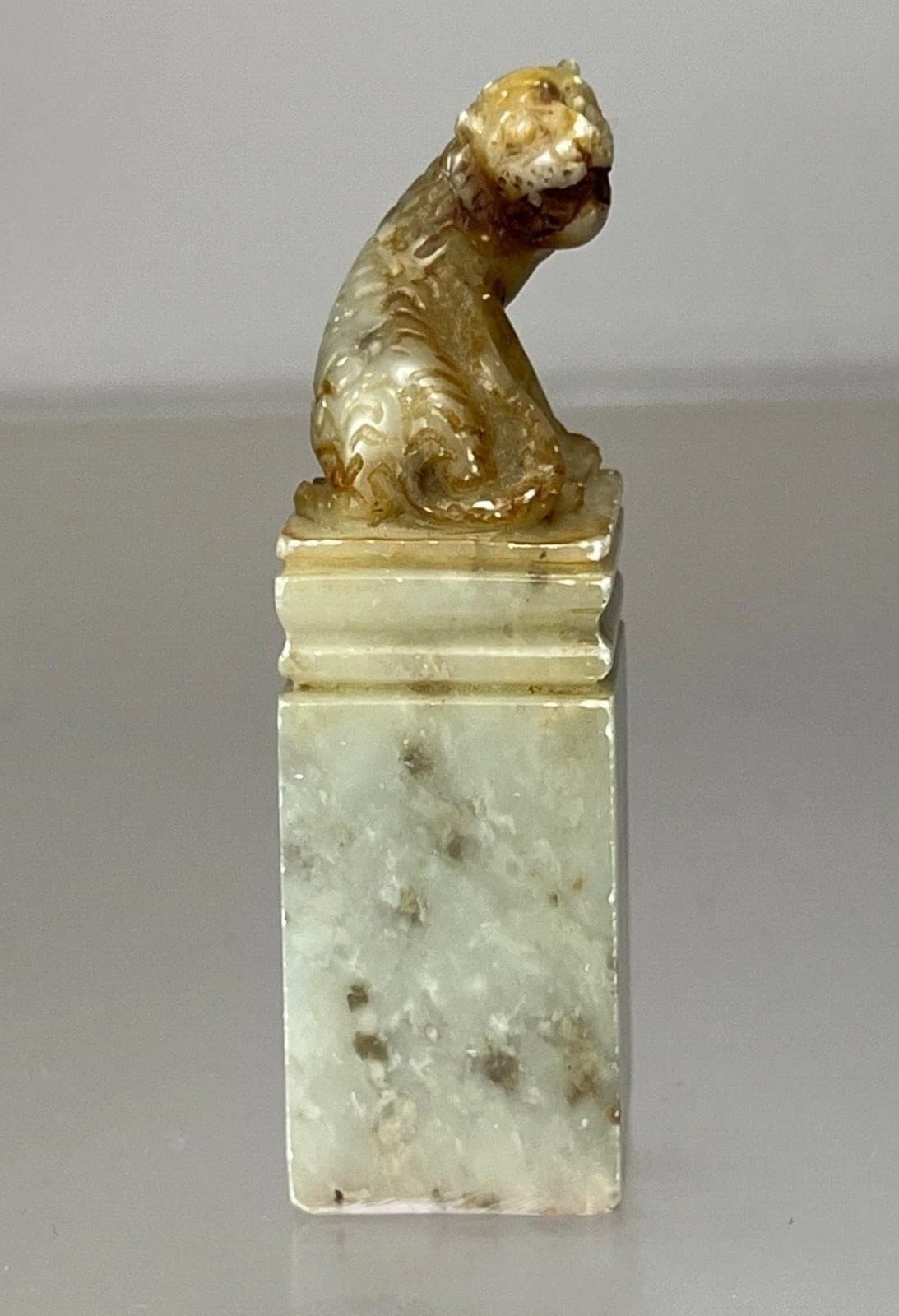 Chinese Carved Celadon  Jade Seal - Beast photo 3