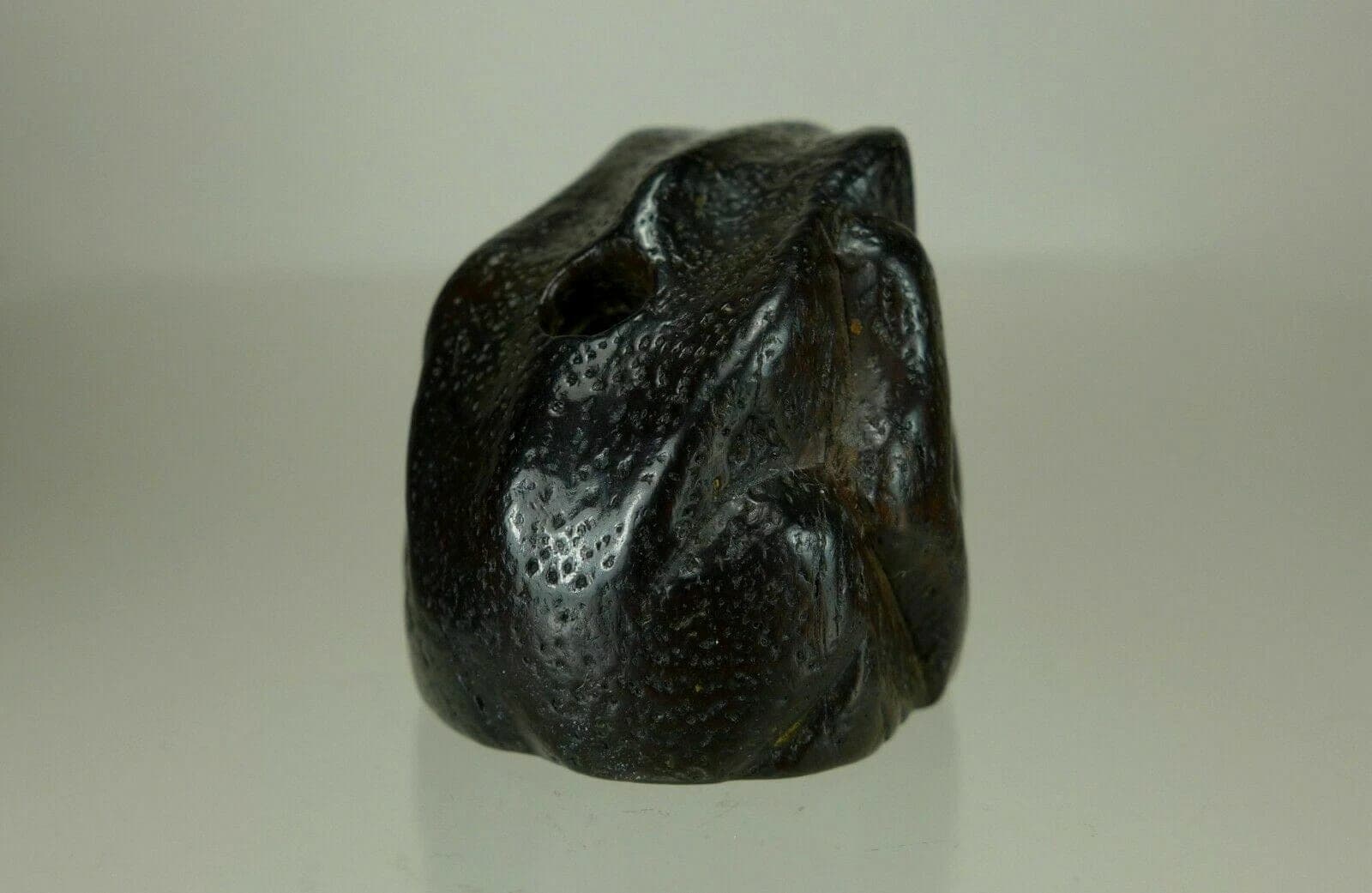 19th Century Japanese Iwami Ebony Netsuke:  Toad / Ashtray photo 4