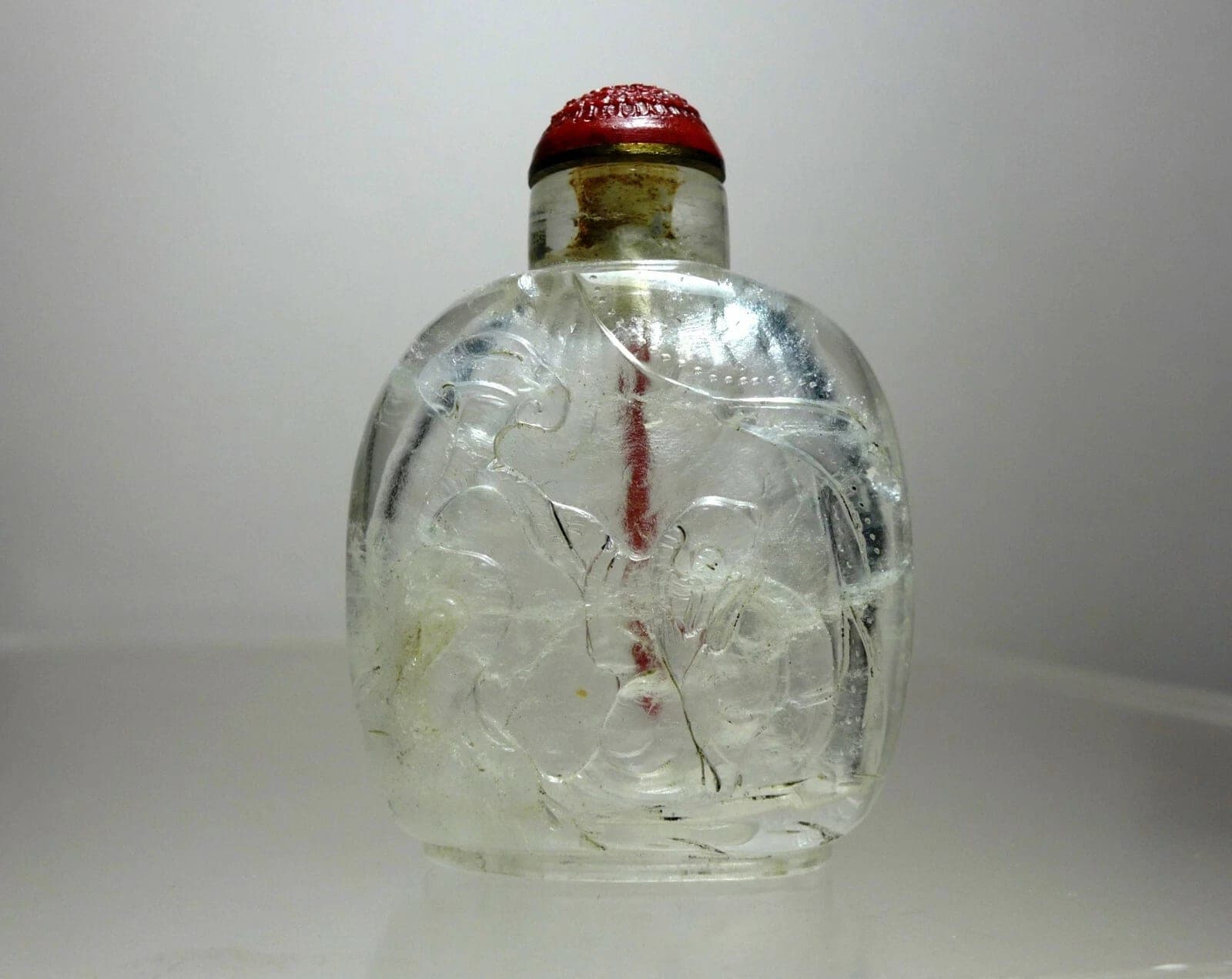 Carved Quartz Crystal Snuff Bottle - God of Longevity - 18/19th C.