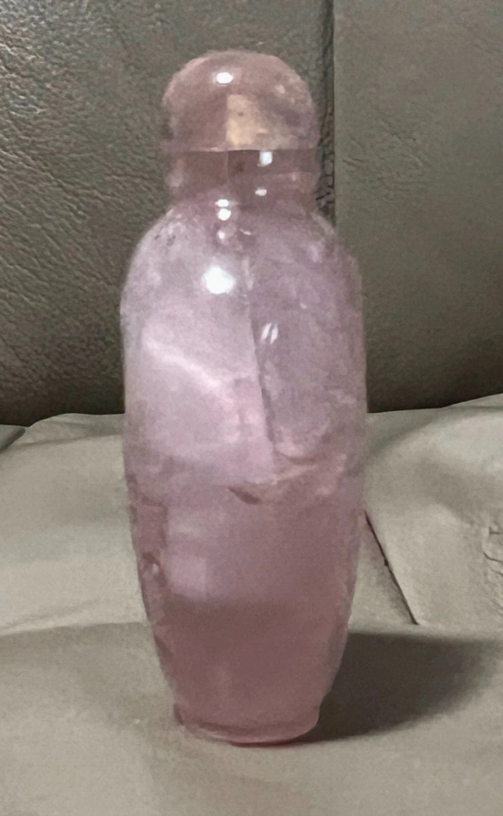 19th Century, Very Finely Carved Rose Crystal Snuff Bottle - B32 photo 4