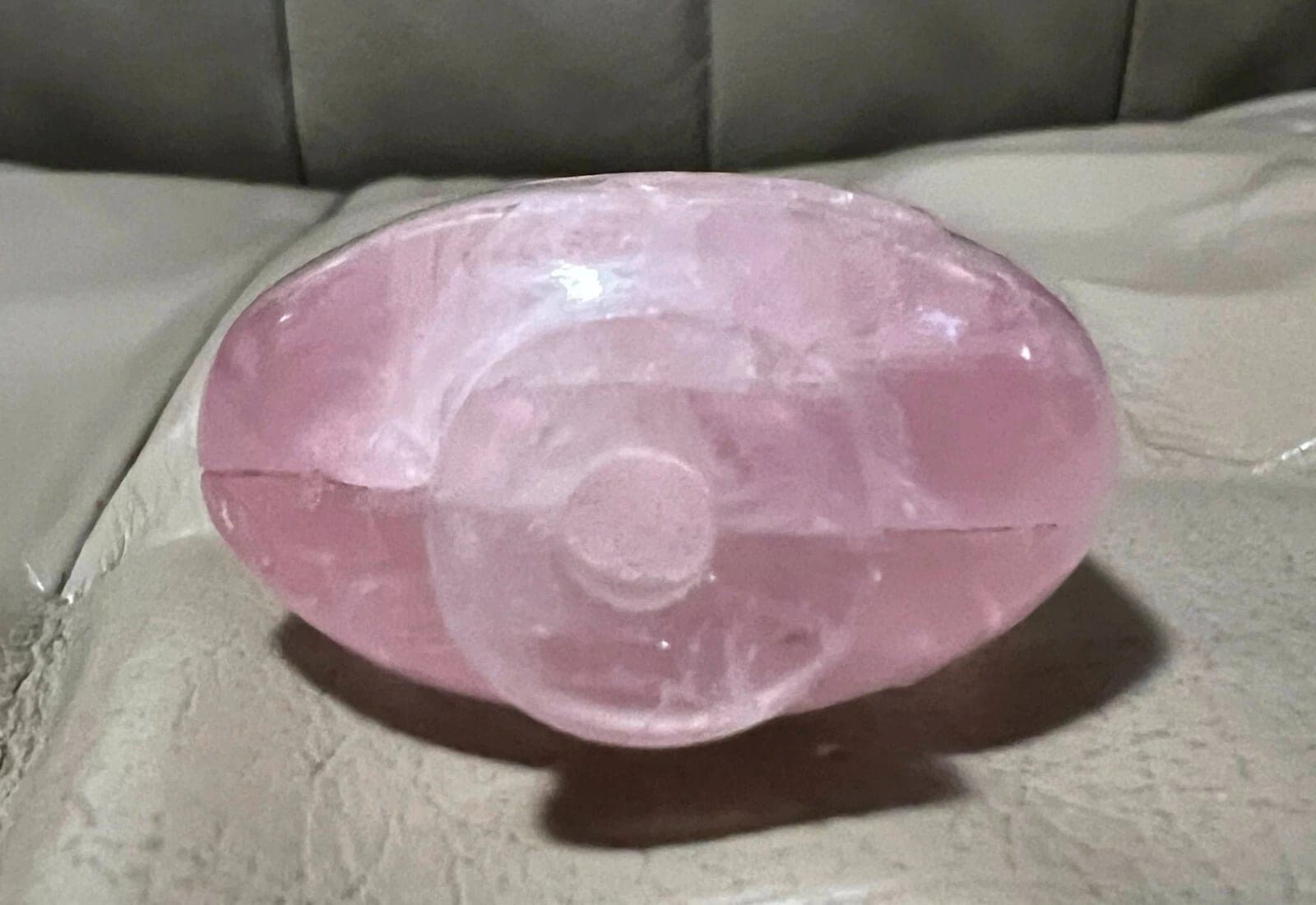 19th Century, Very Finely Carved Rose Crystal Snuff Bottle - B32 photo 6