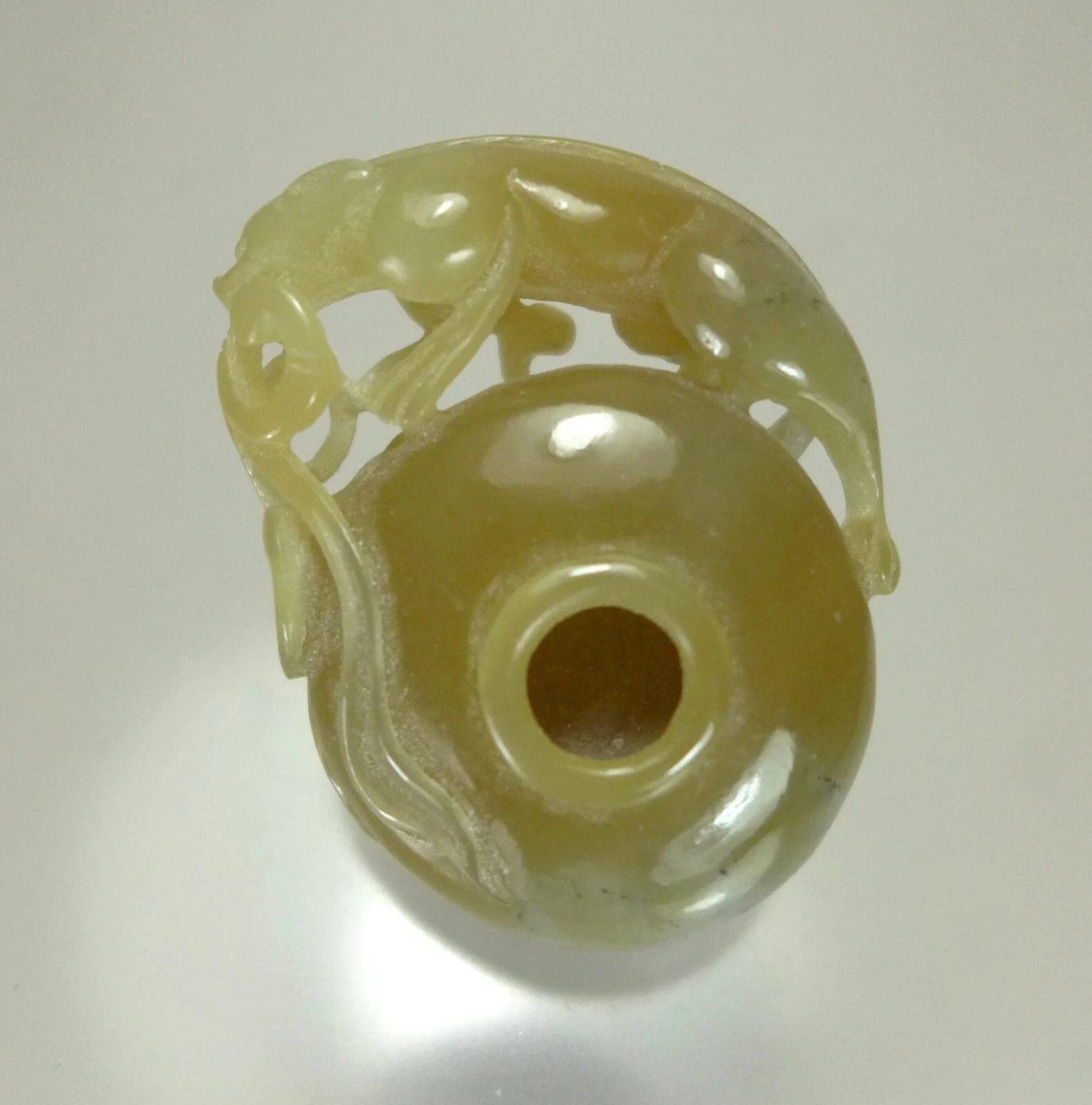 Antique Chinese Jade Brush Washer with Chilong Dragon