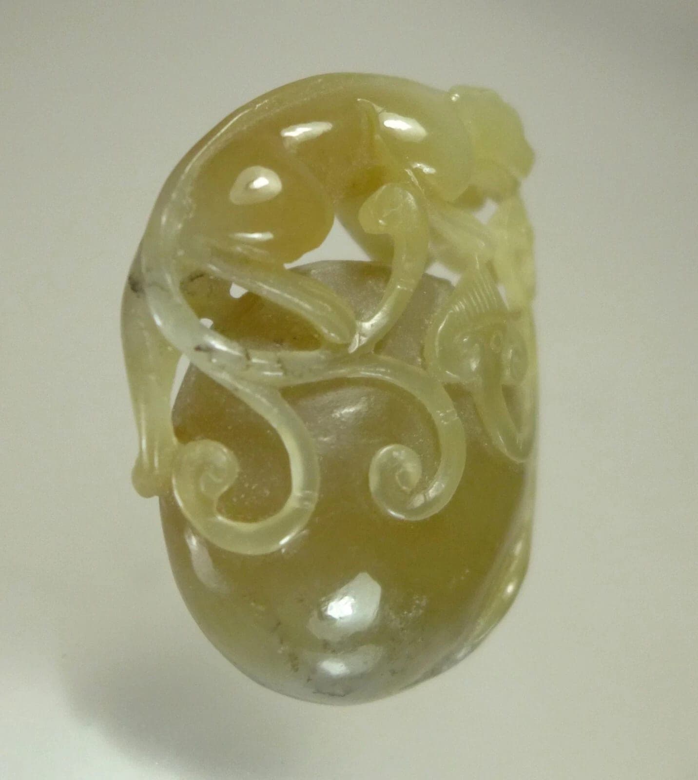 Antique Chinese Jade Brush Washer with Chilong Dragon photo 5