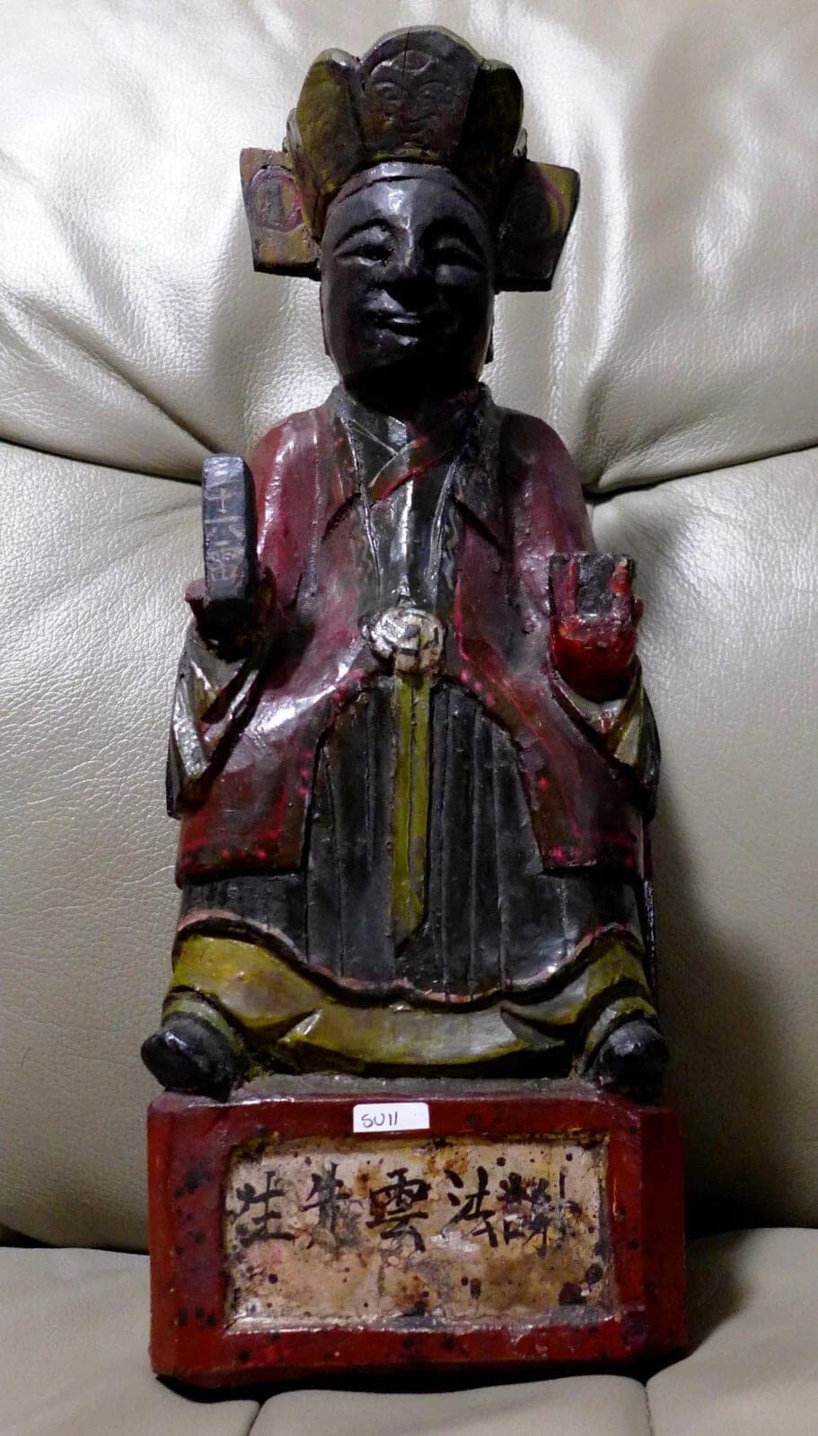 Chinese Wooden Polychromed Figure of a Seated Buddha Amitayus, 19th C.