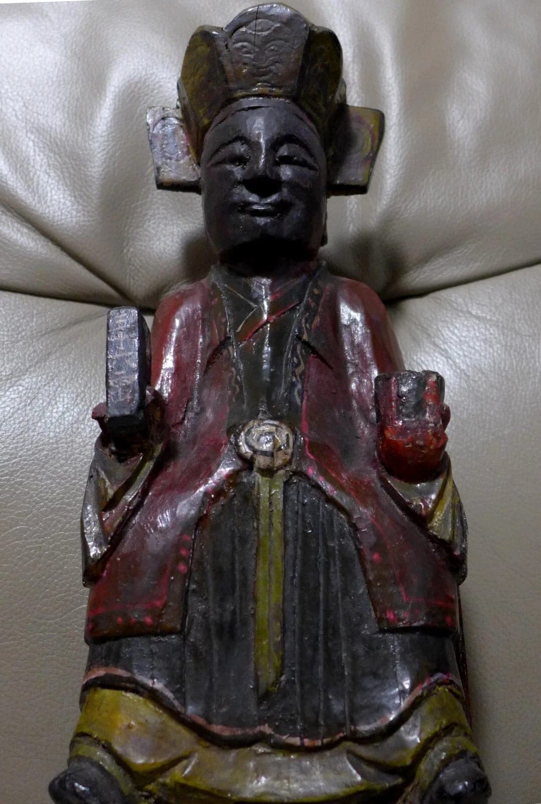Chinese Wooden Polychromed Figure of a Seated Buddha Amitayus, 19th C. photo 2