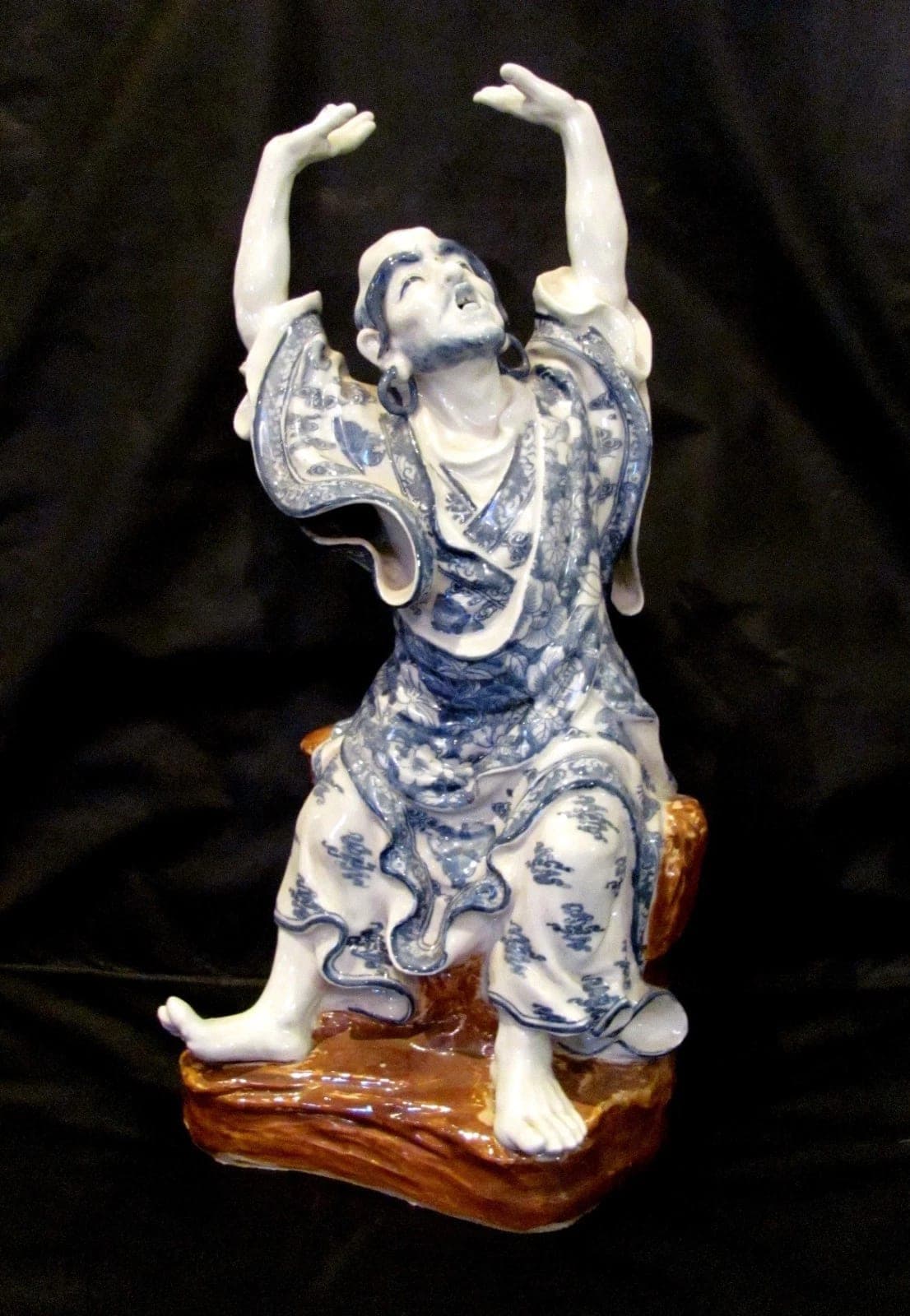 Chinese Blue and White Porcelain Figurine of a Louhan - Large (18")