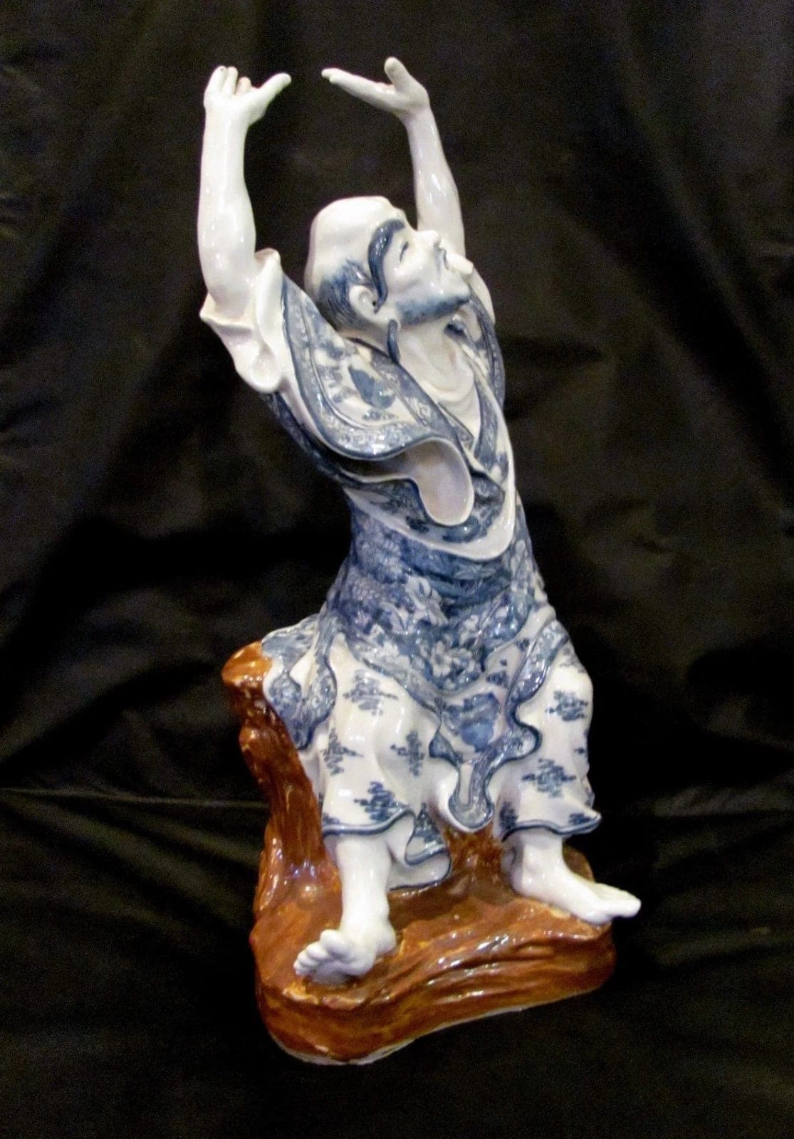 Chinese Blue and White Porcelain Figurine of a Louhan - Large (18") photo 3